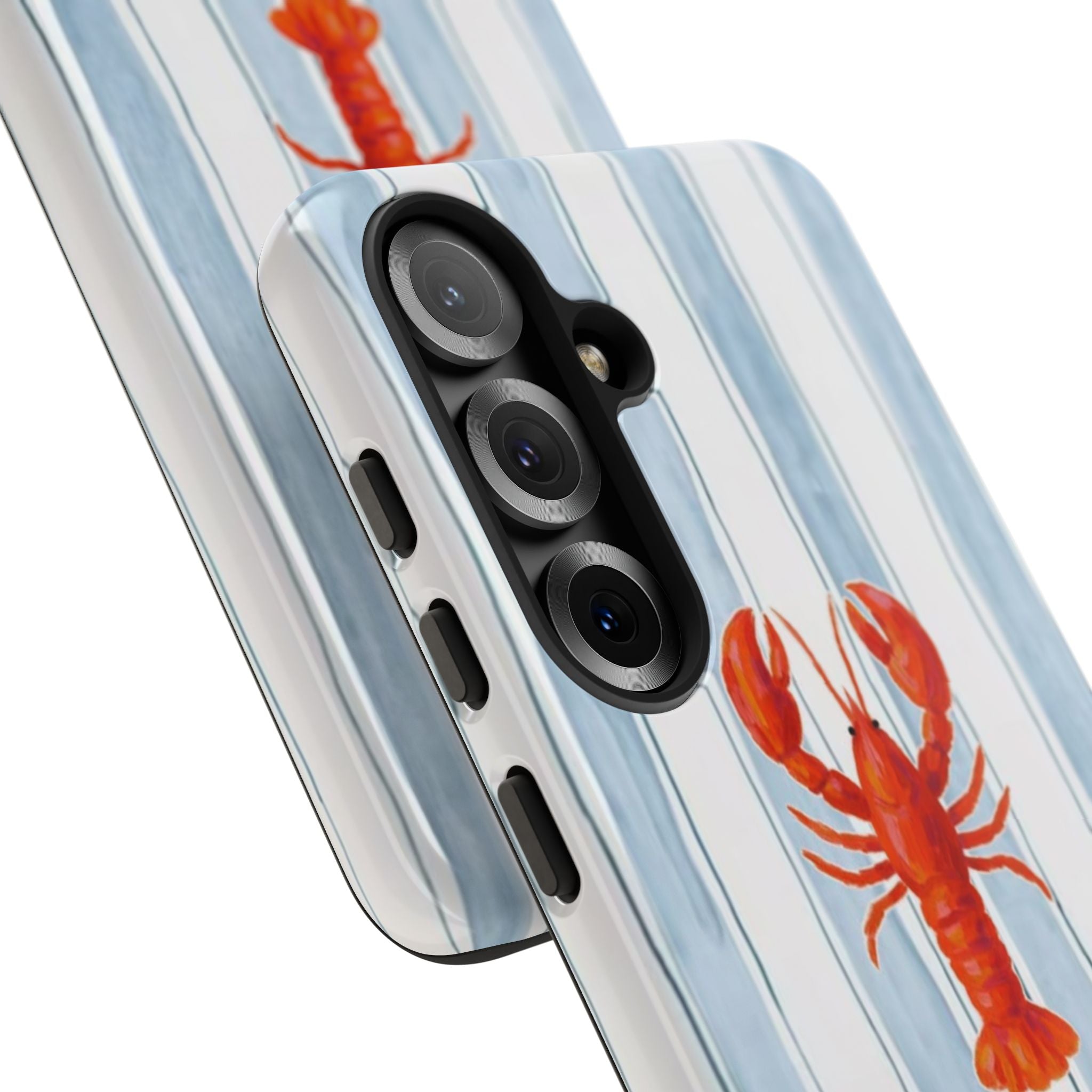 Lobster Stripe Phone Case — Nautical Blue & White Protective Cover