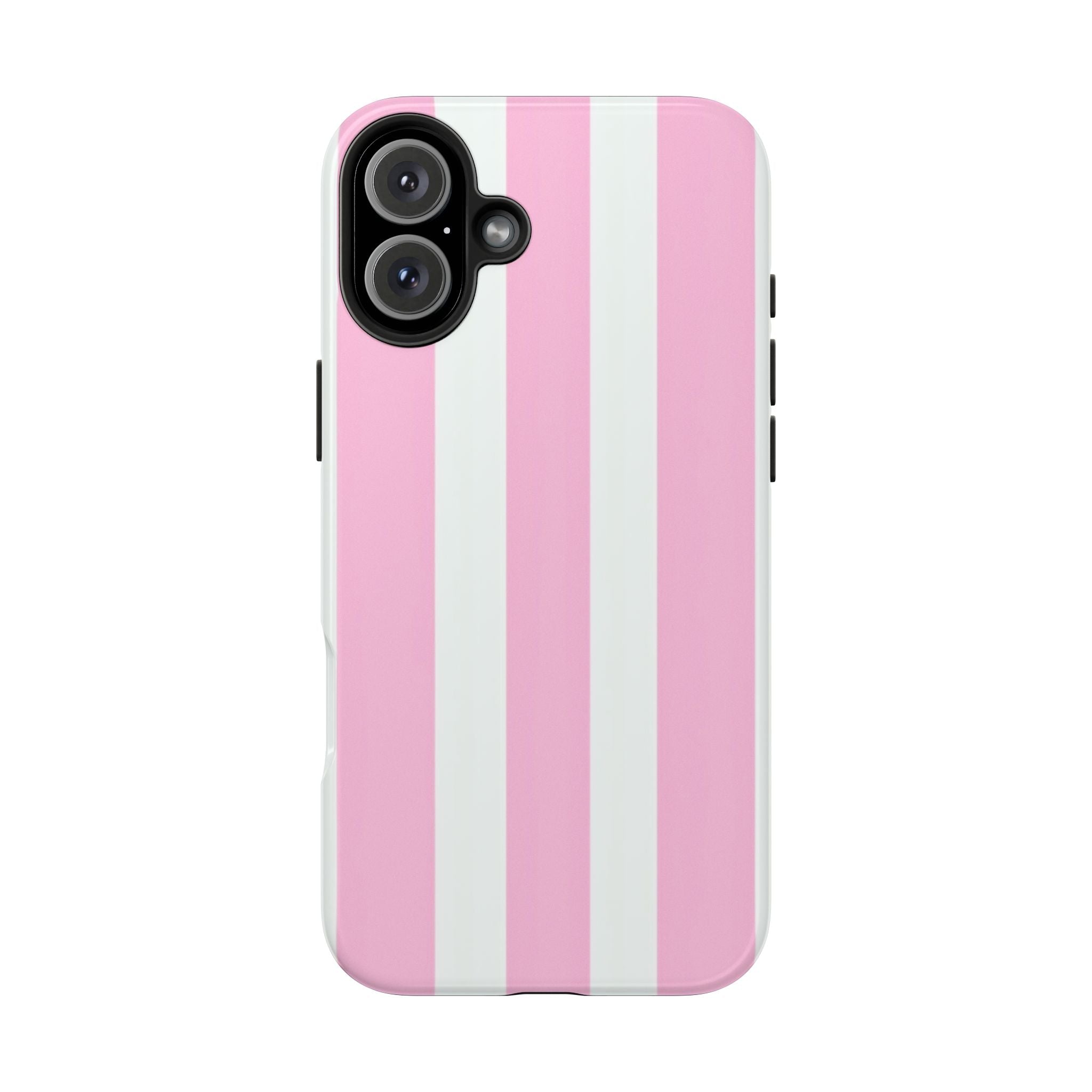 Pink & White Stripe Tough Phone Case — Protective Stripe iPhone Cover