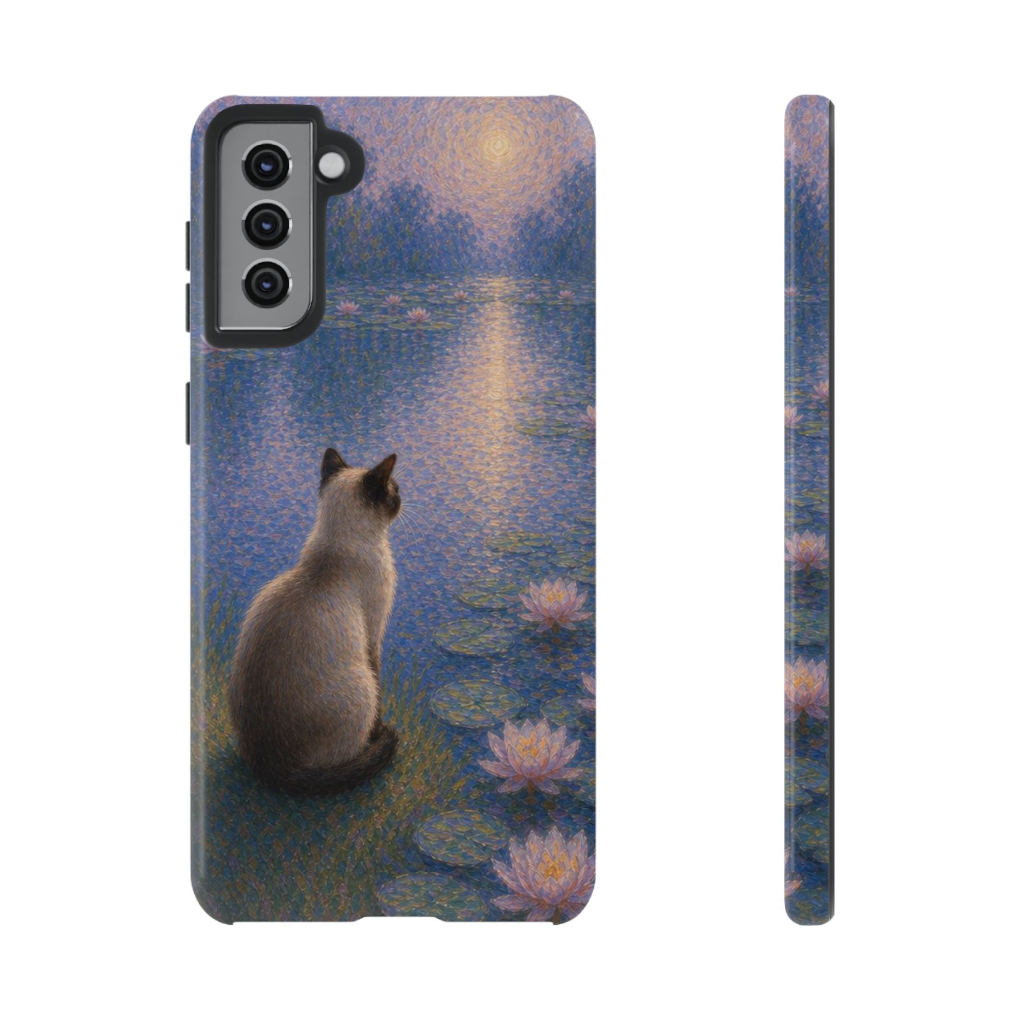 Cat Moonlight Phone Case — Serene Siamese by Lily Pond