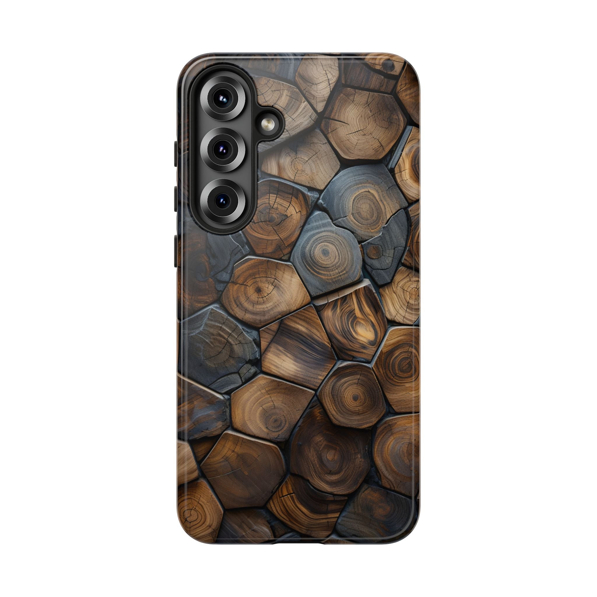 Wood Grain Hex Phone Case — Rustic Geometric iPhone Protection