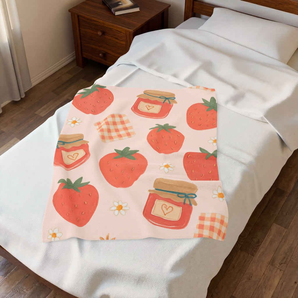 Strawberry Jam Velveteen Plush Blanket