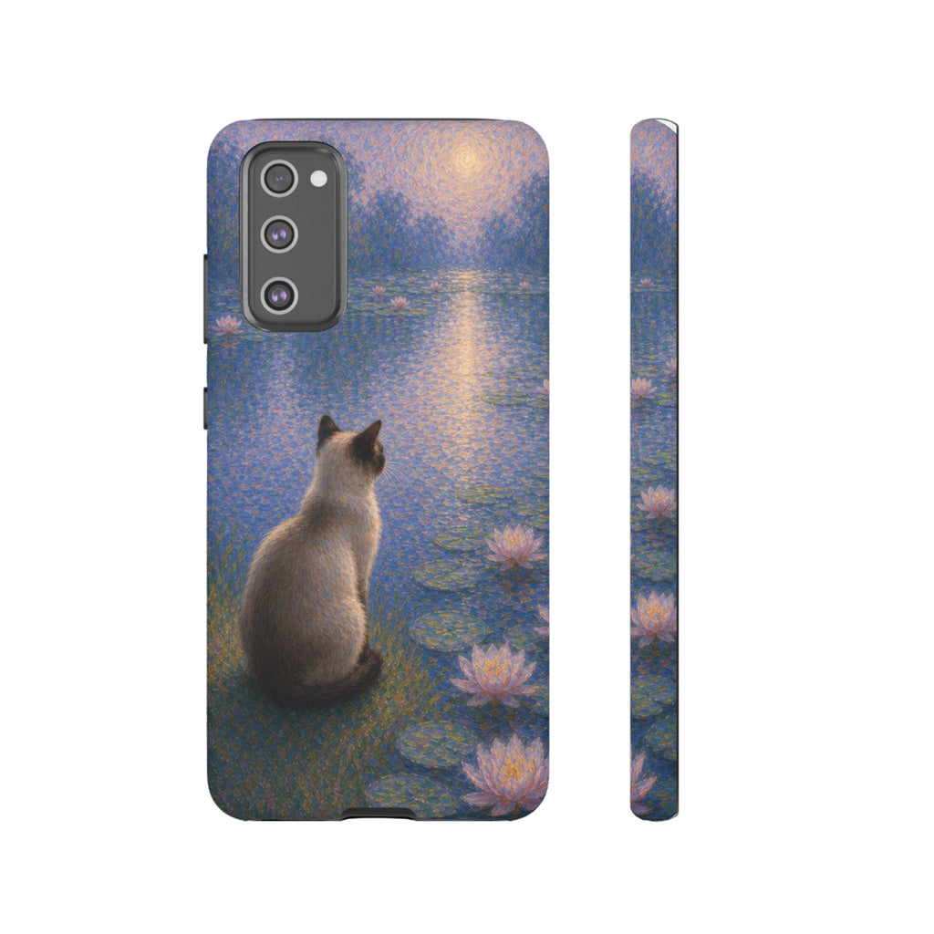 Cat Moonlight Phone Case — Serene Siamese by Lily Pond