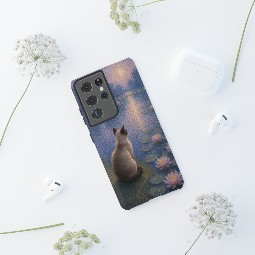Cat Moonlight Phone Case — Serene Siamese by Lily Pond