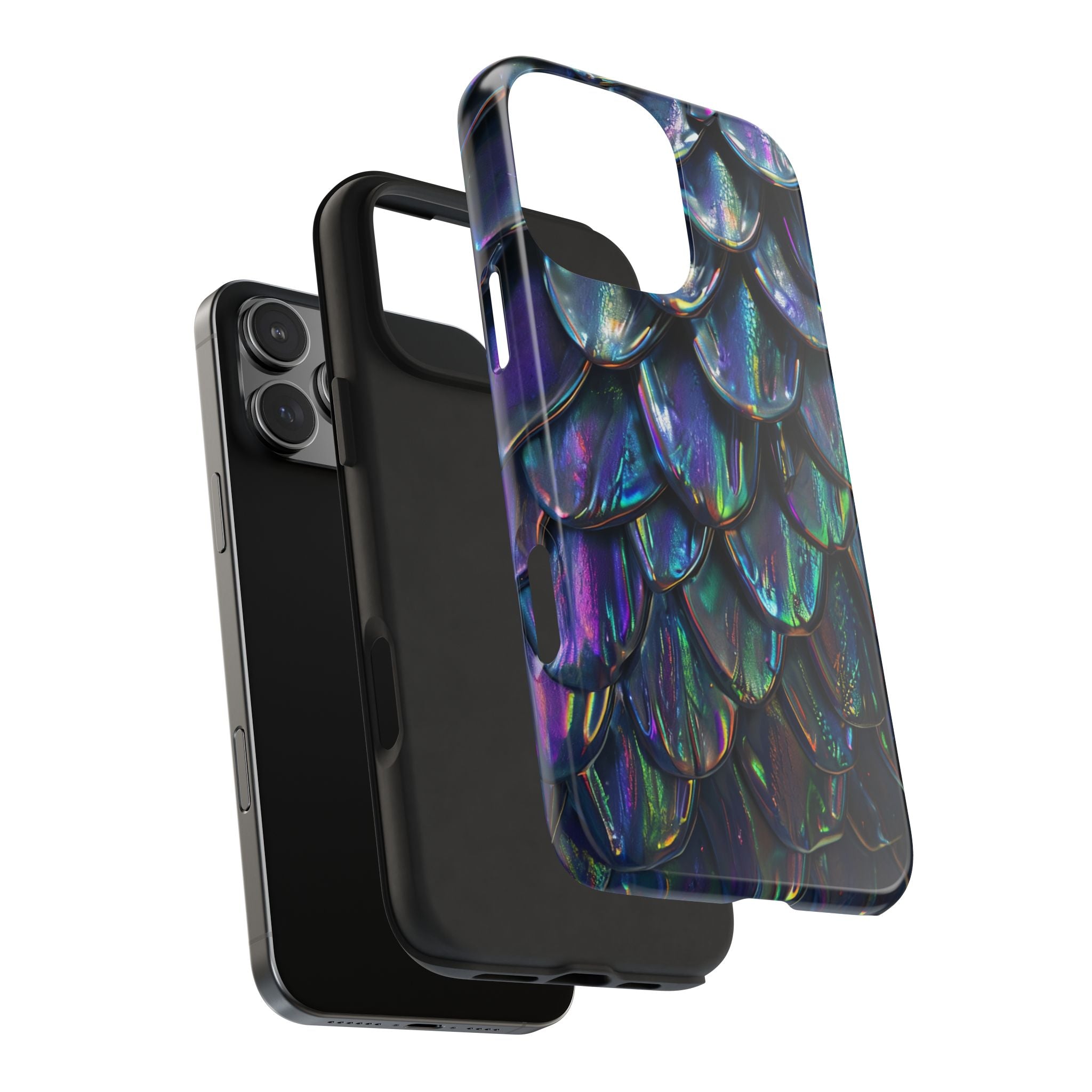 Holographic Mermaid Scale Tough Phone Case — Iridescent Protective Phone Cover