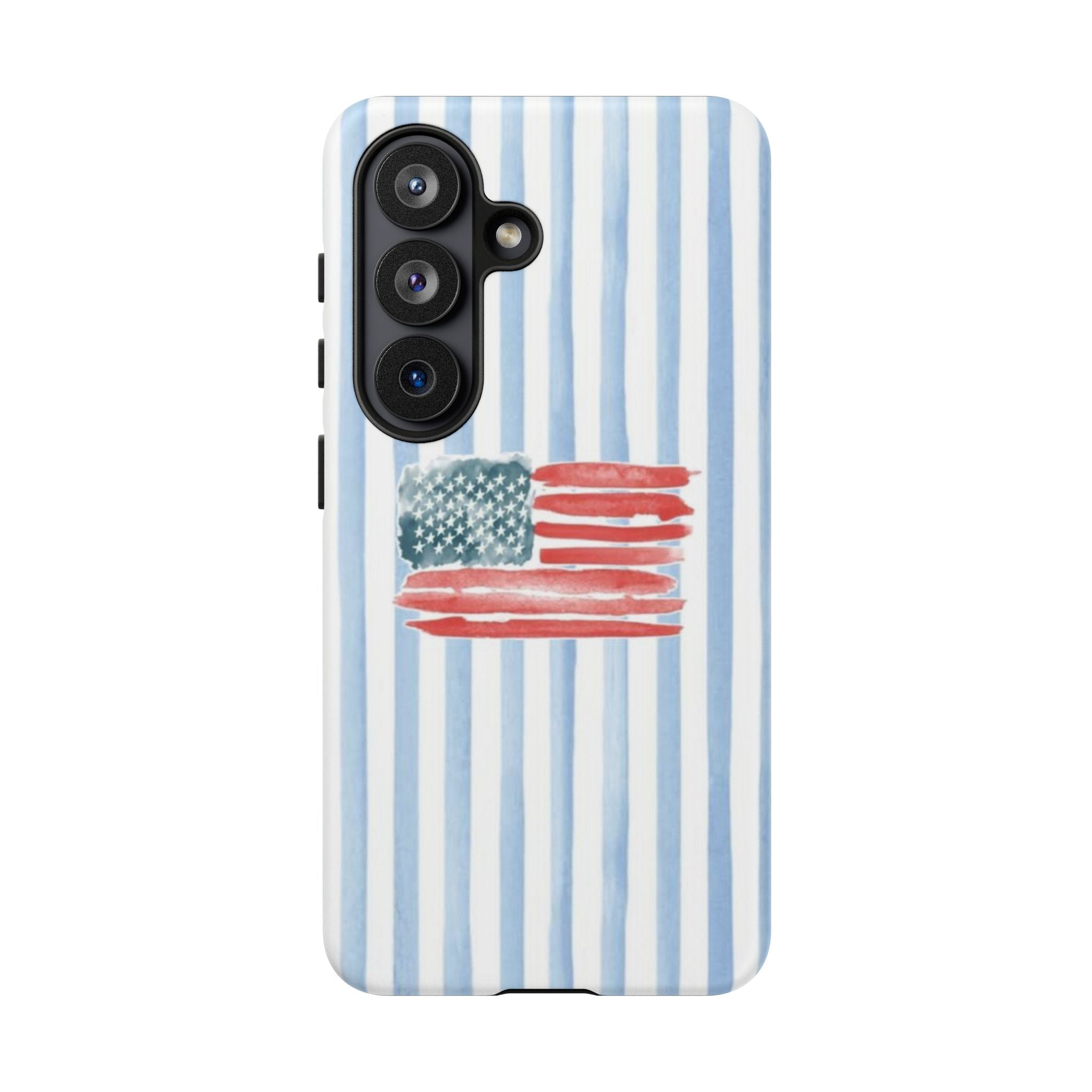American Flag Watercolor Phone Case - Blue Stripe Tough Case