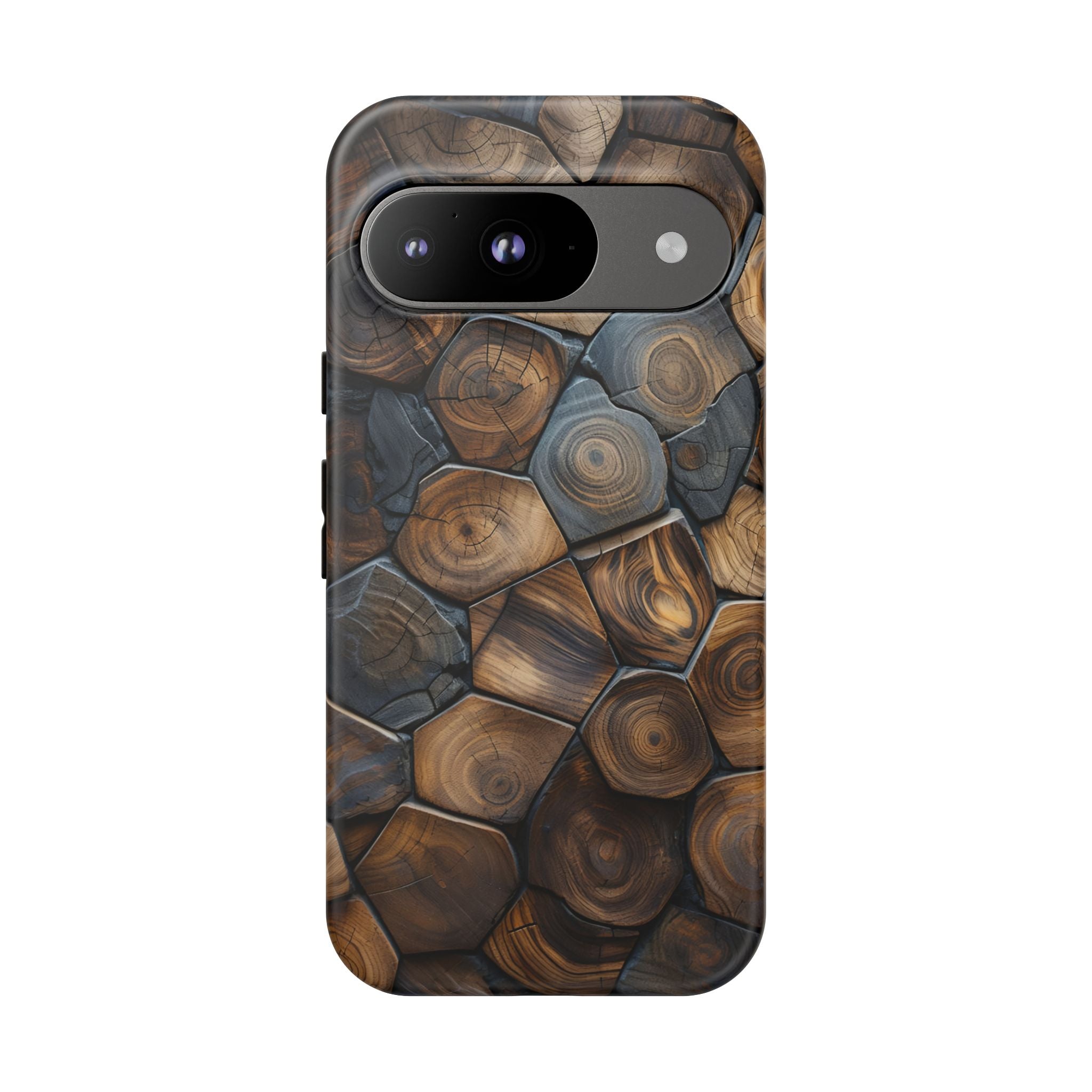 Wood Grain Hex Phone Case — Rustic Geometric iPhone Protection