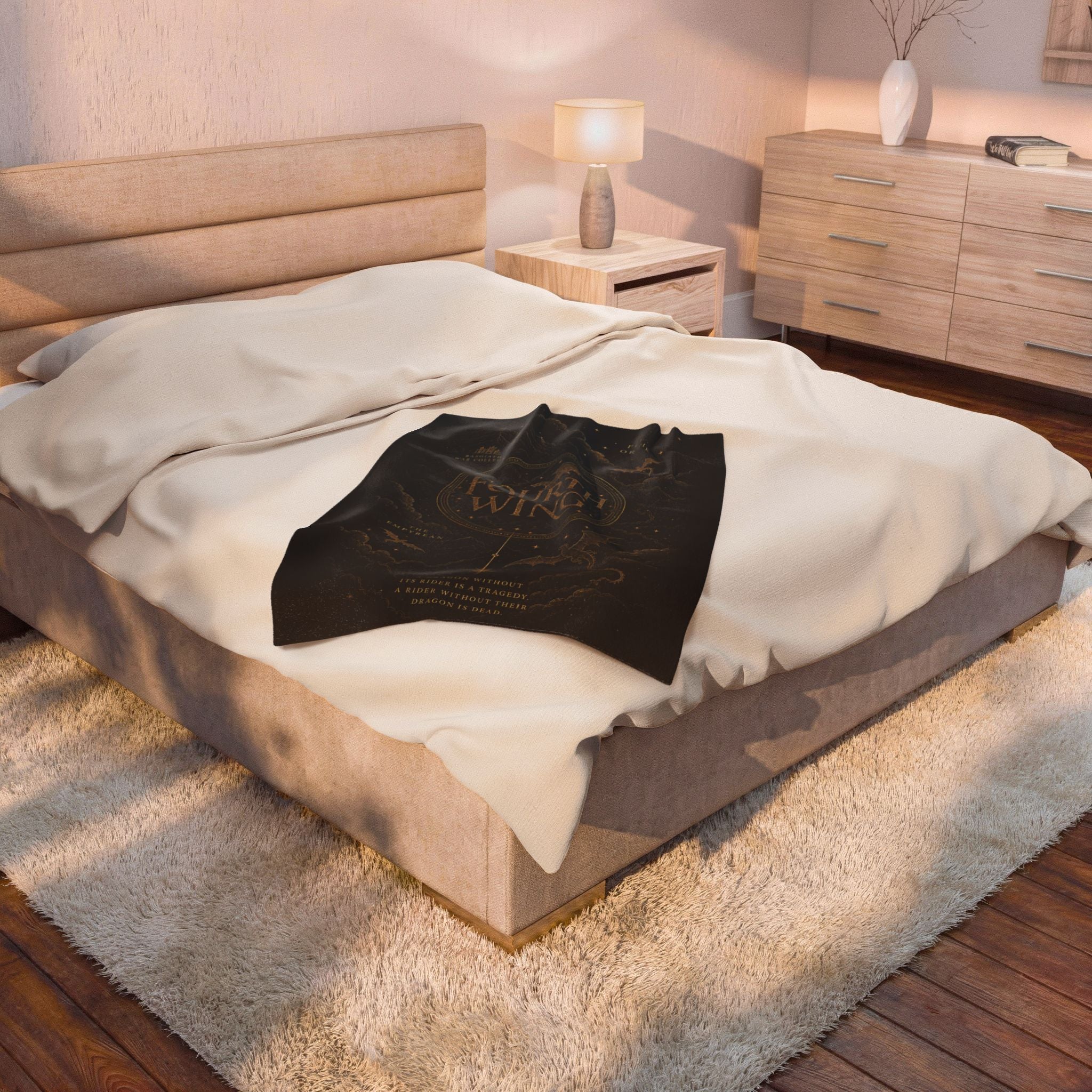 Fourth Wing Velveteen Plush Blanket — Fantasy Book-Lover Throw