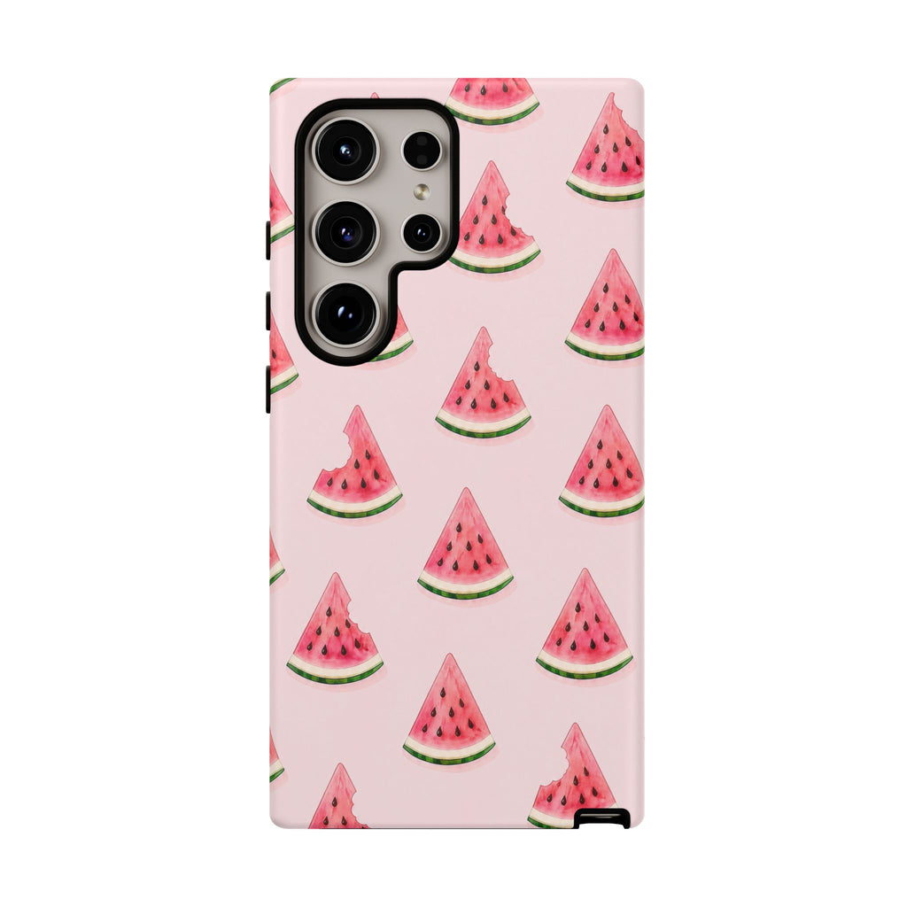 Watermelon Pattern Tough Phone Case — Pink Fruit Slice Protective Case