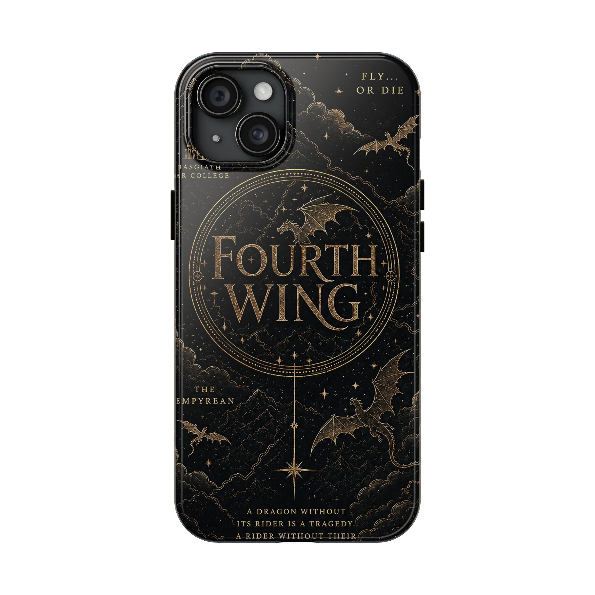 Fourth Wing Tough Phone Case — Dark Fantasy Dragon Design, 'Fly or Die' Quote
