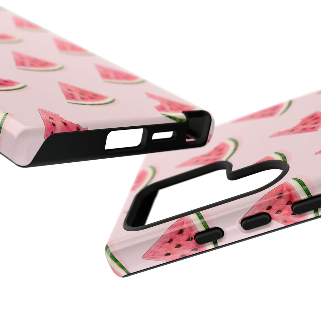 Watermelon Pattern Tough Phone Case — Pink Fruit Slice Protective Case