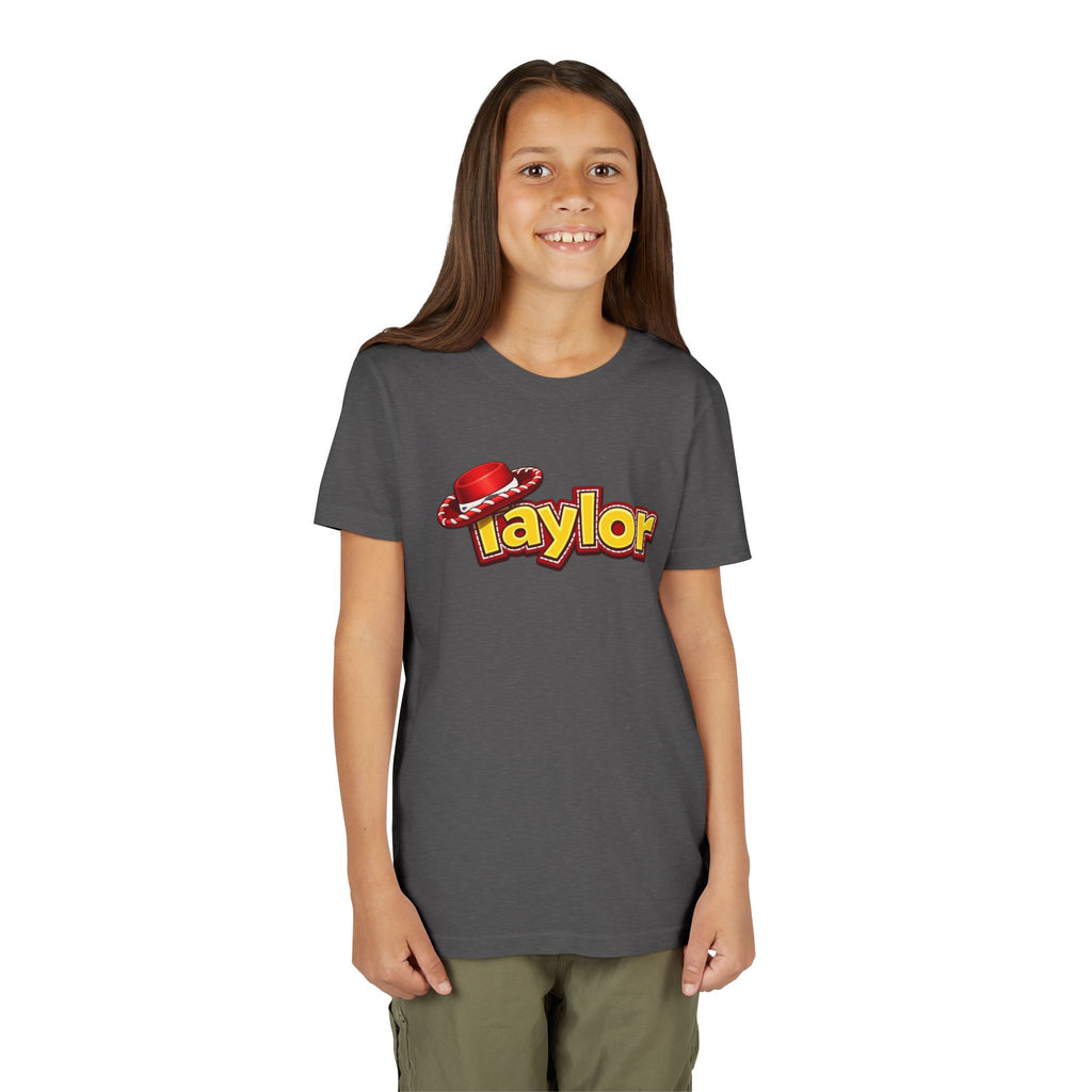 Taylor Kids Tee — Playful Name Shirt with Cowboy Hat Graphic