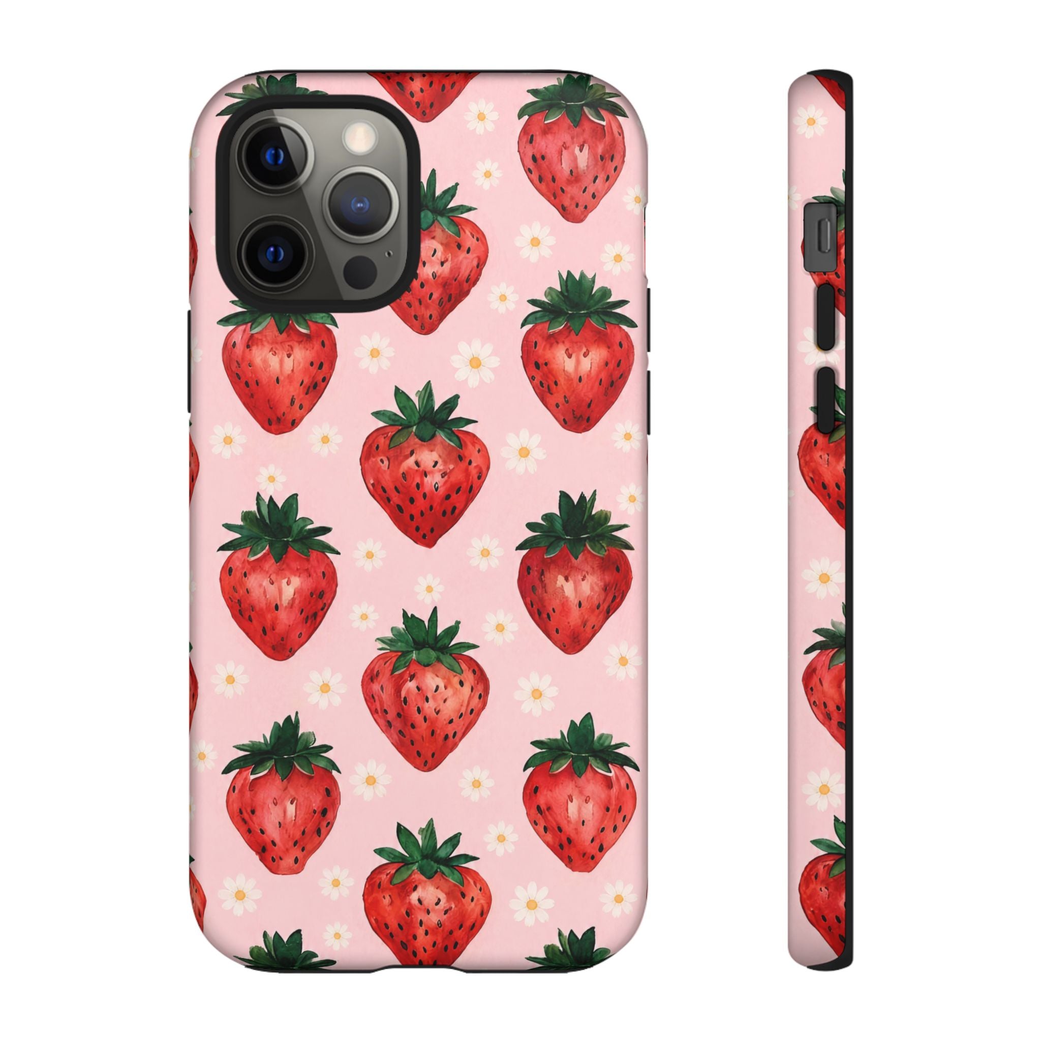 Strawberry Pattern Tough Case — Cute Pink Fruit Phone Case