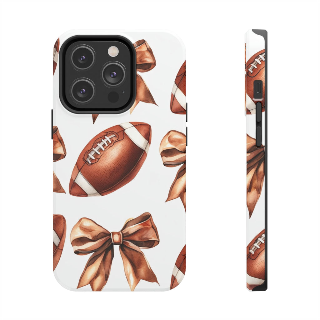 Tough Phone Case – Football & Bow Pattern