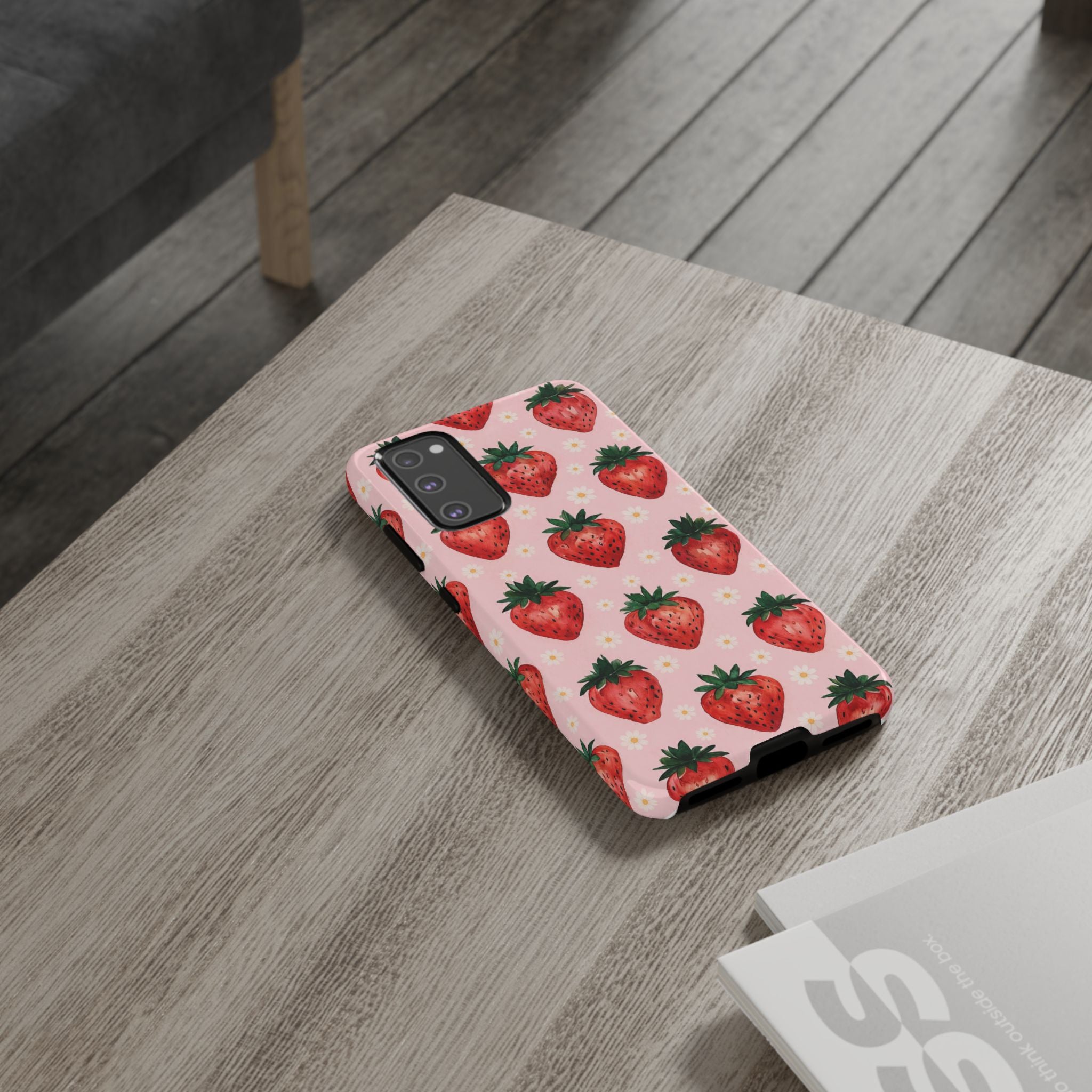 Strawberry Pattern Tough Case — Cute Pink Fruit Phone Case