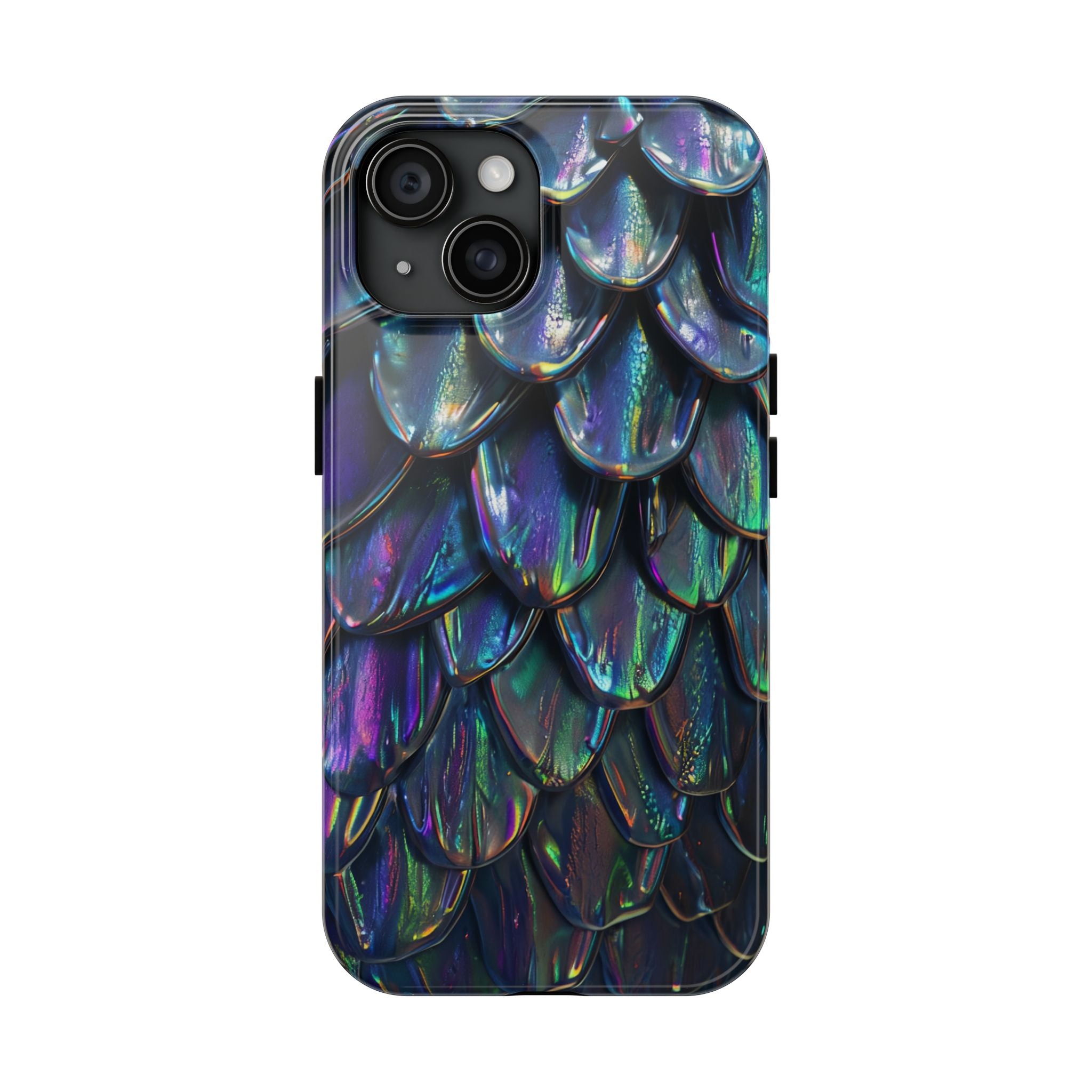 Holographic Mermaid Scale Tough Phone Case — Iridescent Protective Phone Cover