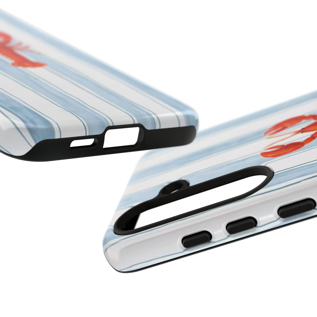 Lobster Stripe Phone Case — Nautical Blue & White Protective Cover