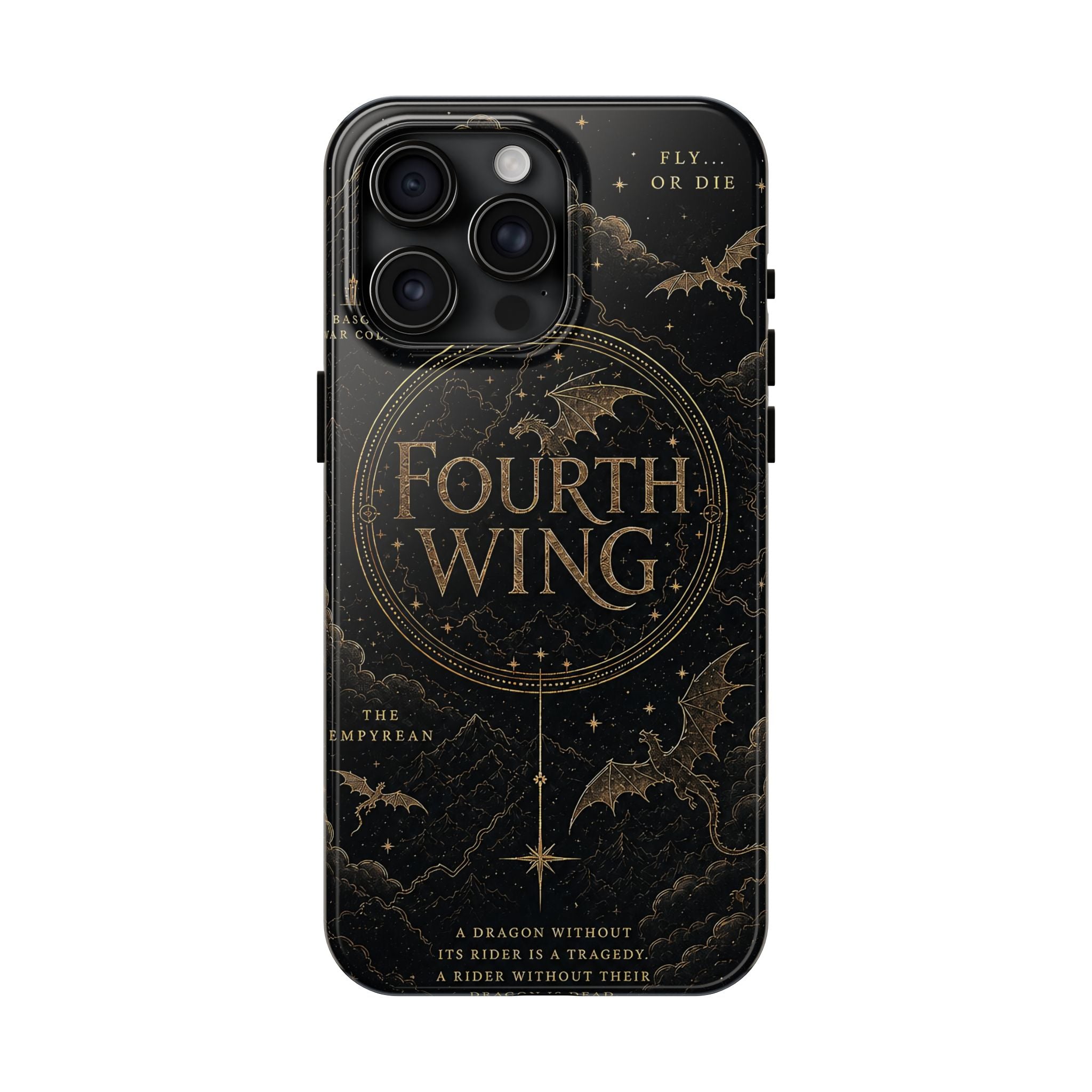 Fourth Wing Tough Phone Case — Dark Fantasy Dragon Design, 'Fly or Die' Quote