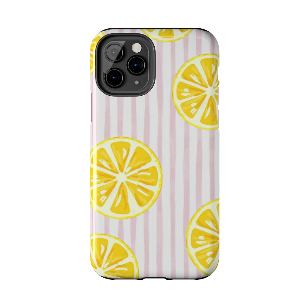 Lemon Slice Tough Phone Case — Pink Stripe Summer Protective Cover