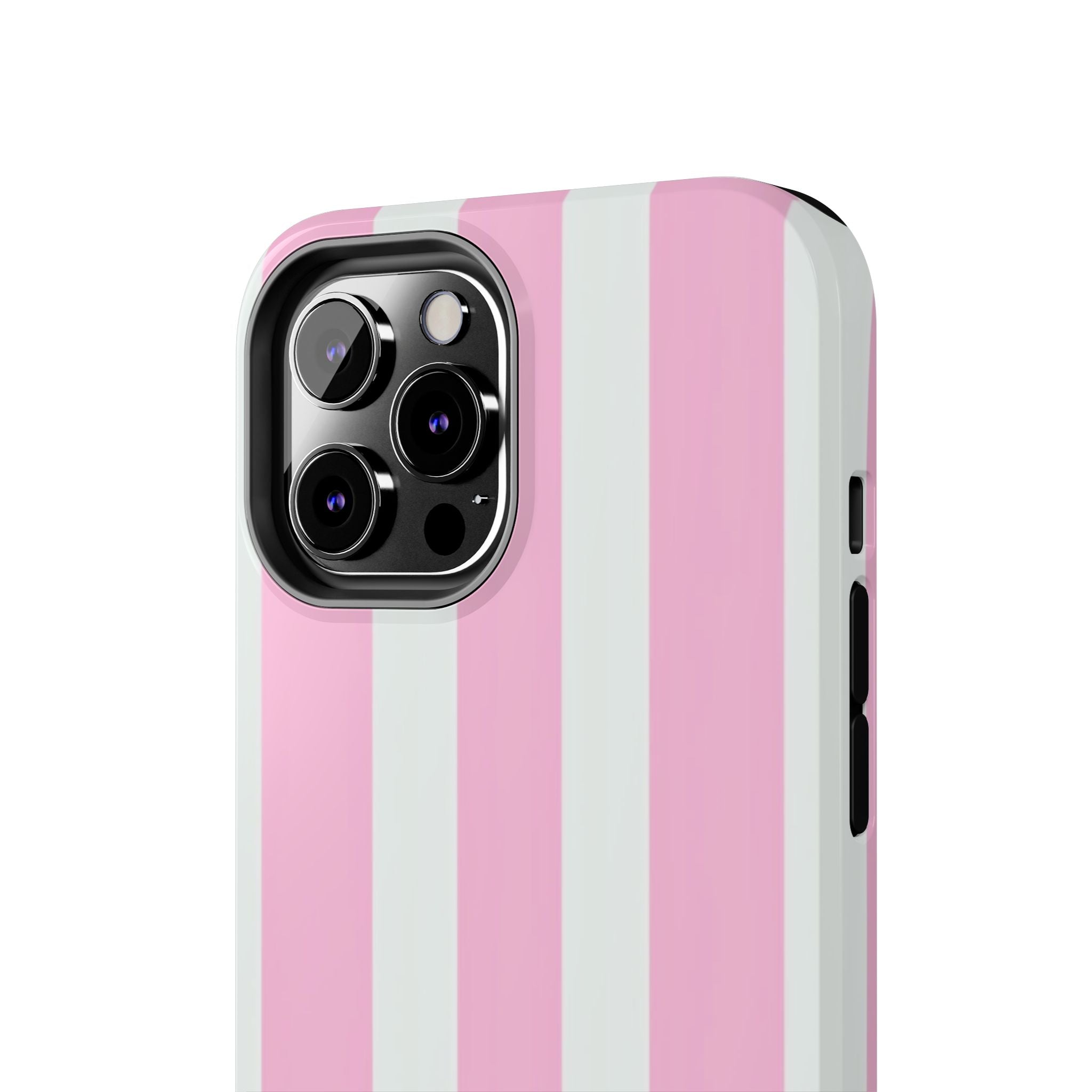 Pink & White Stripe Tough Phone Case — Protective Stripe iPhone Cover