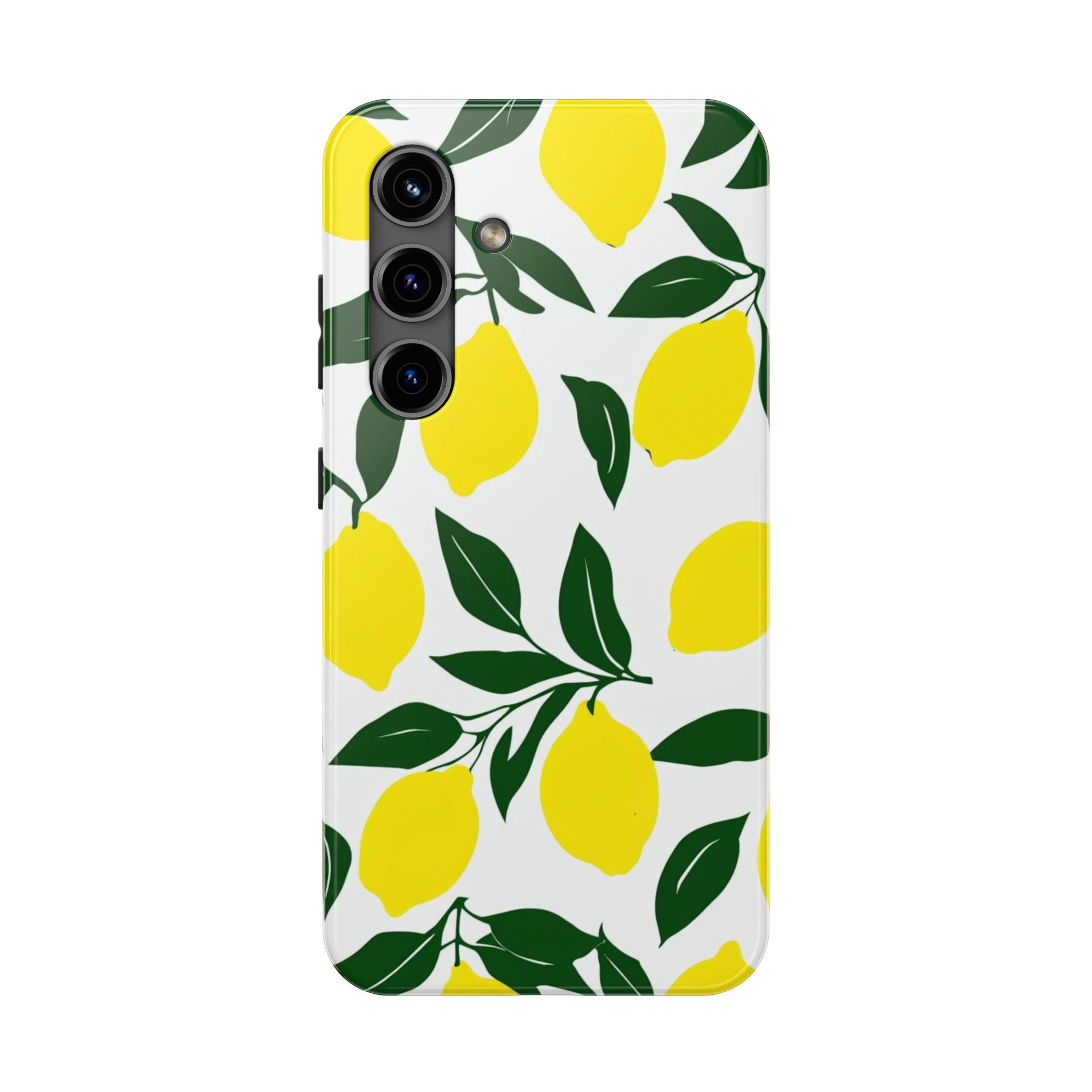 Lemon Pattern Tough Phone Case — Bright Citrus Protective Phone Cover