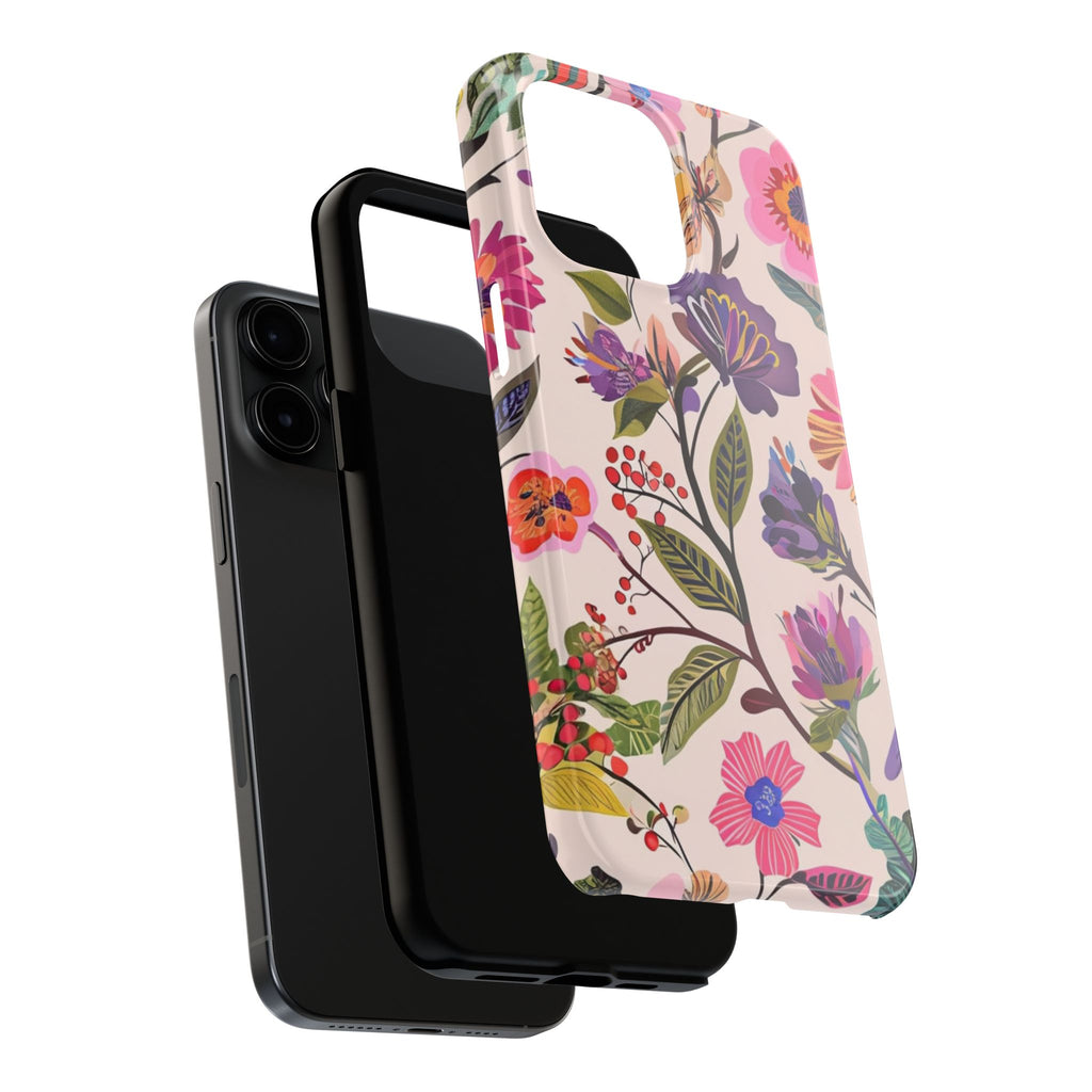Floral Tough Phone Case – Colorful Botanical Flower Design