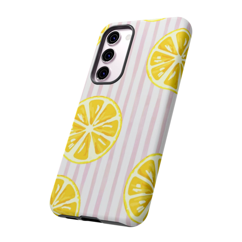 Lemon Slices Tough Case — Cute Pink Stripe Phone Cover
