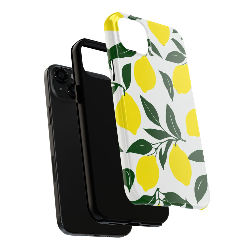Lemon Pattern Tough Phone Case — Bright Citrus Protective Phone Cover