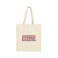 Tote Bag — "Boring Barbie" Pink Retro Logo Cotton Canvas Tote
