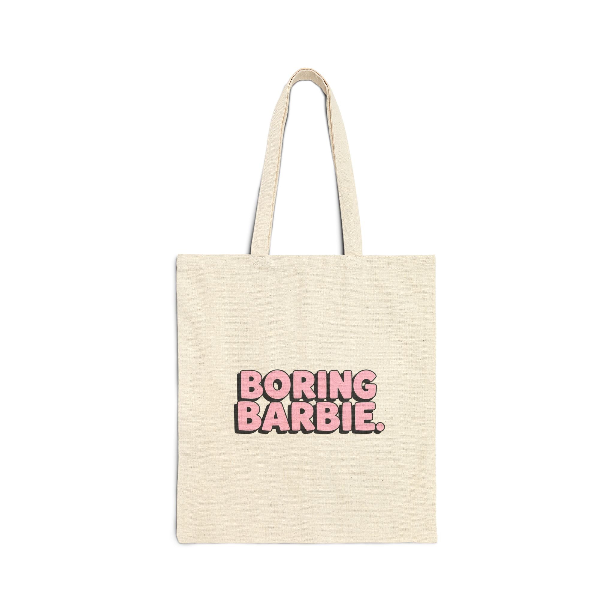 Tote Bag — "Boring Barbie" Pink Retro Logo Cotton Canvas Tote
