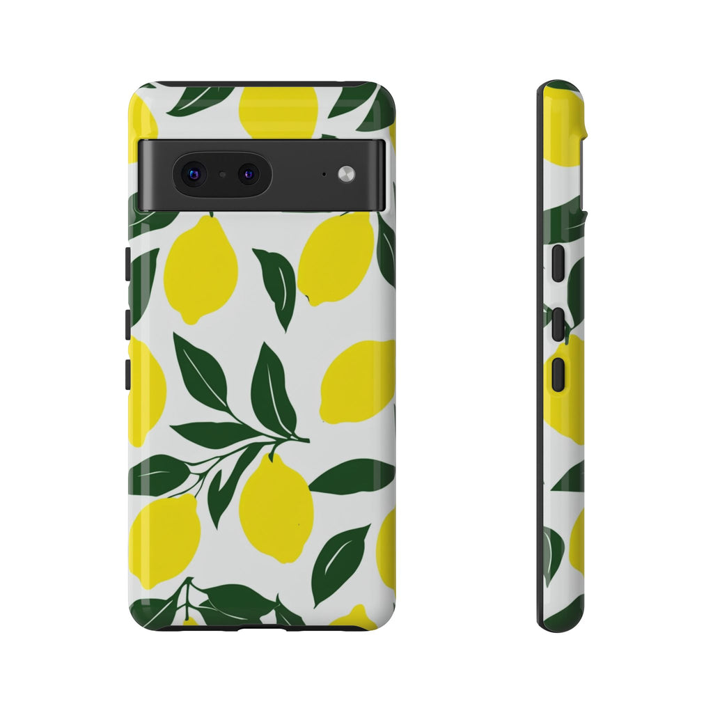 Lemon Pattern Tough Phone Case — Bright Citrus Protective Cover