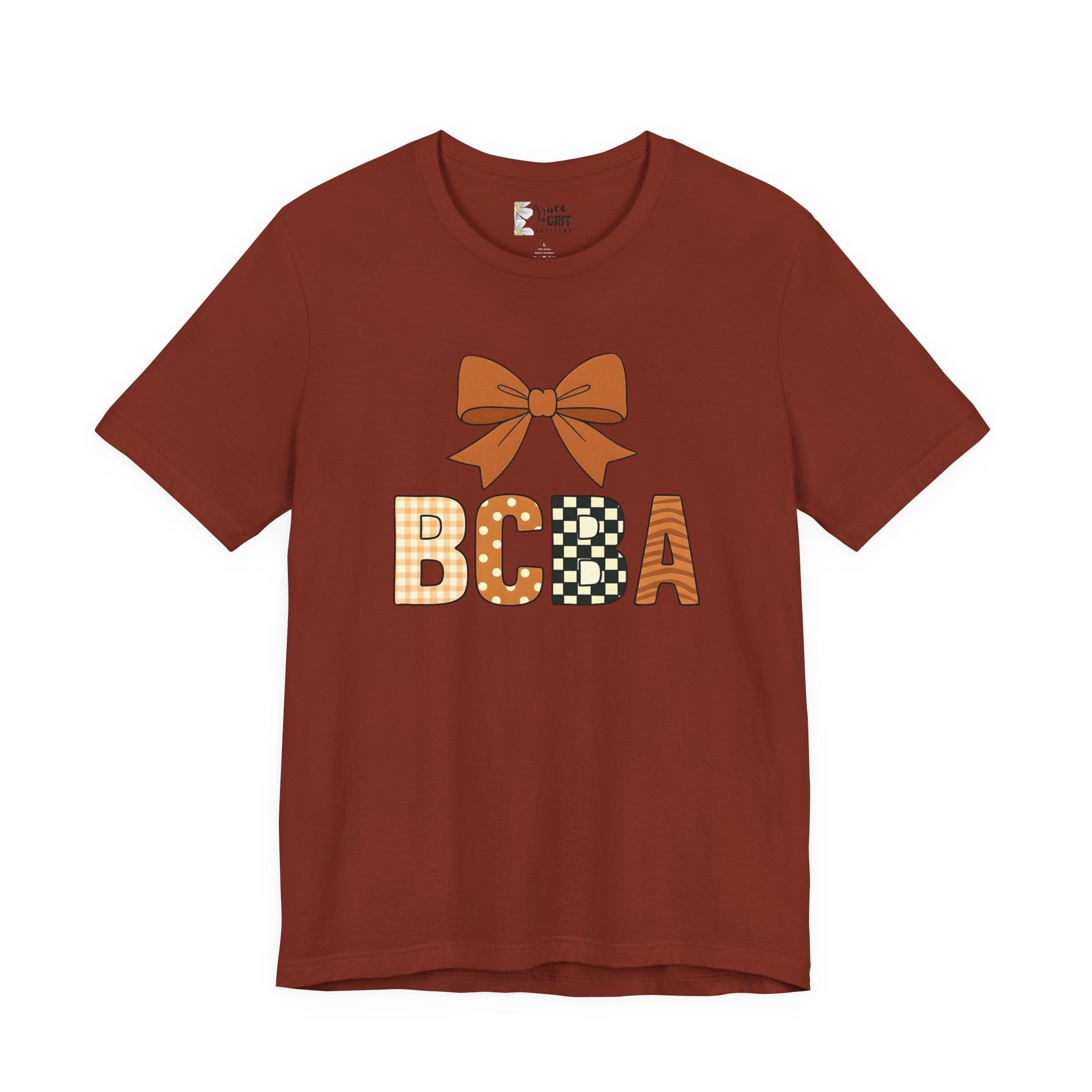 Fall Bow 'BCCA' Graphic Tee — Plaid & Checker Pattern Seasonal Shirt