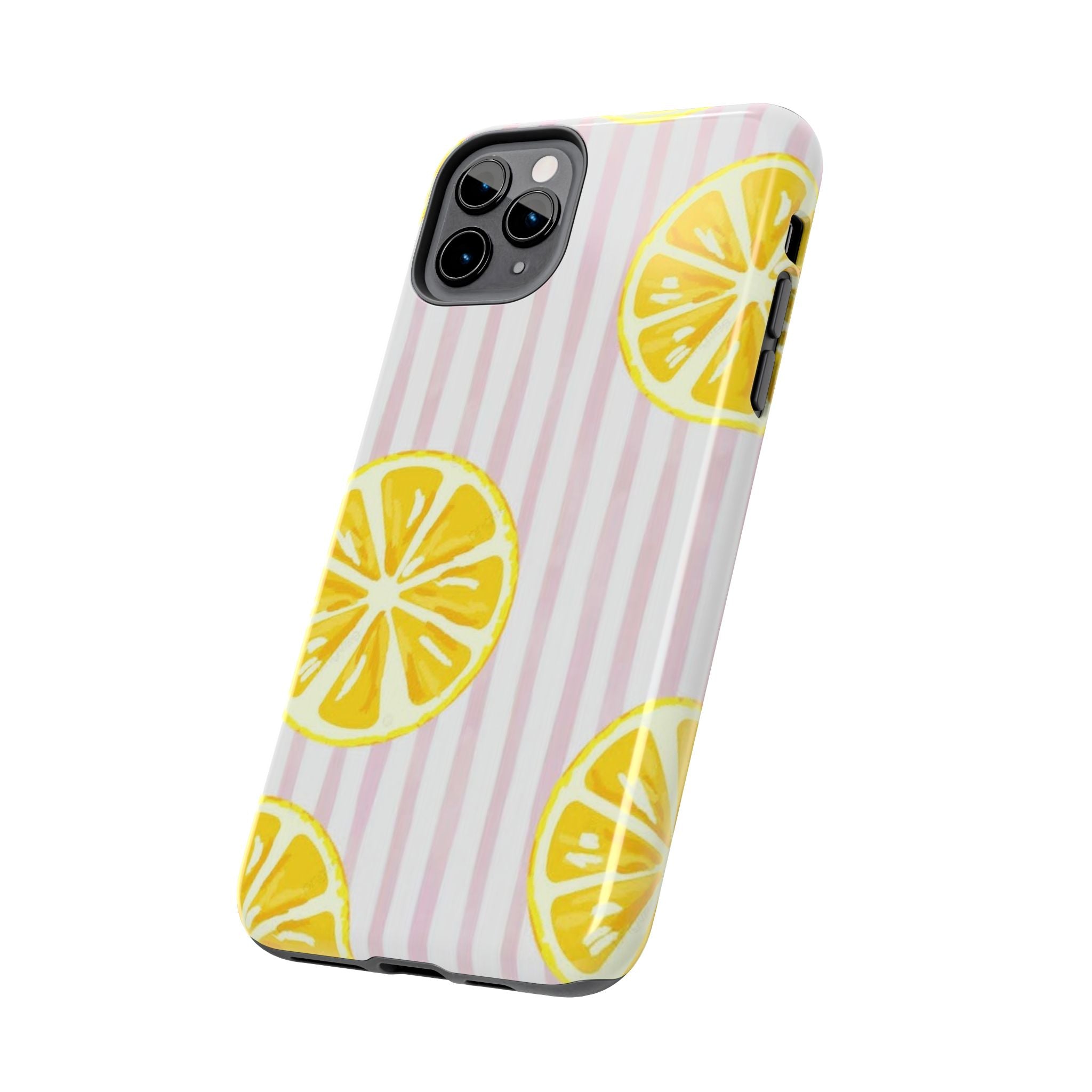 Lemon Slice Tough Phone Case — Pink Stripe Summer Protective Cover