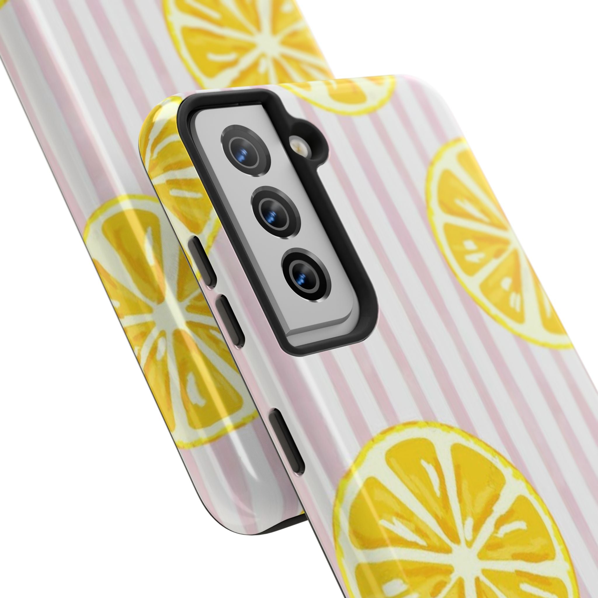Lemon Slice Tough Phone Case — Pink Stripe Summer Protective Cover