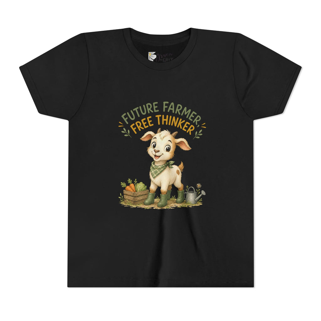 Youth Tee — "Future Farmer, Free Thinker" Cute Goat Kids Shirt