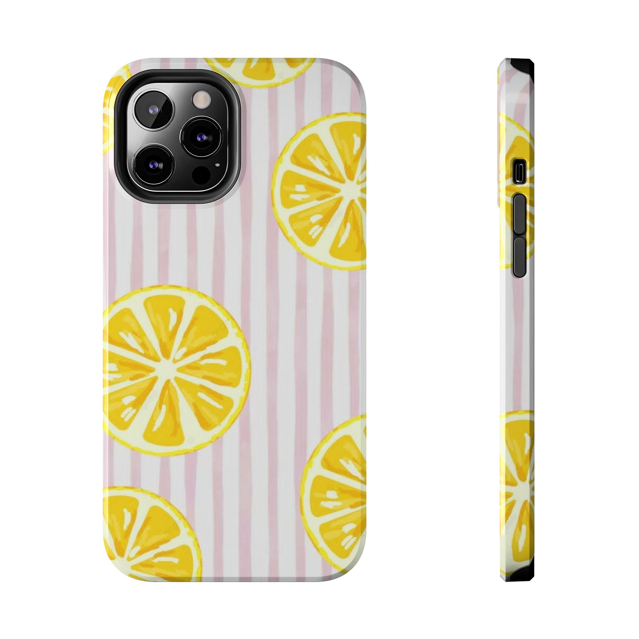 Lemon Slice Tough Phone Case — Pink Stripe Summer Protective Cover