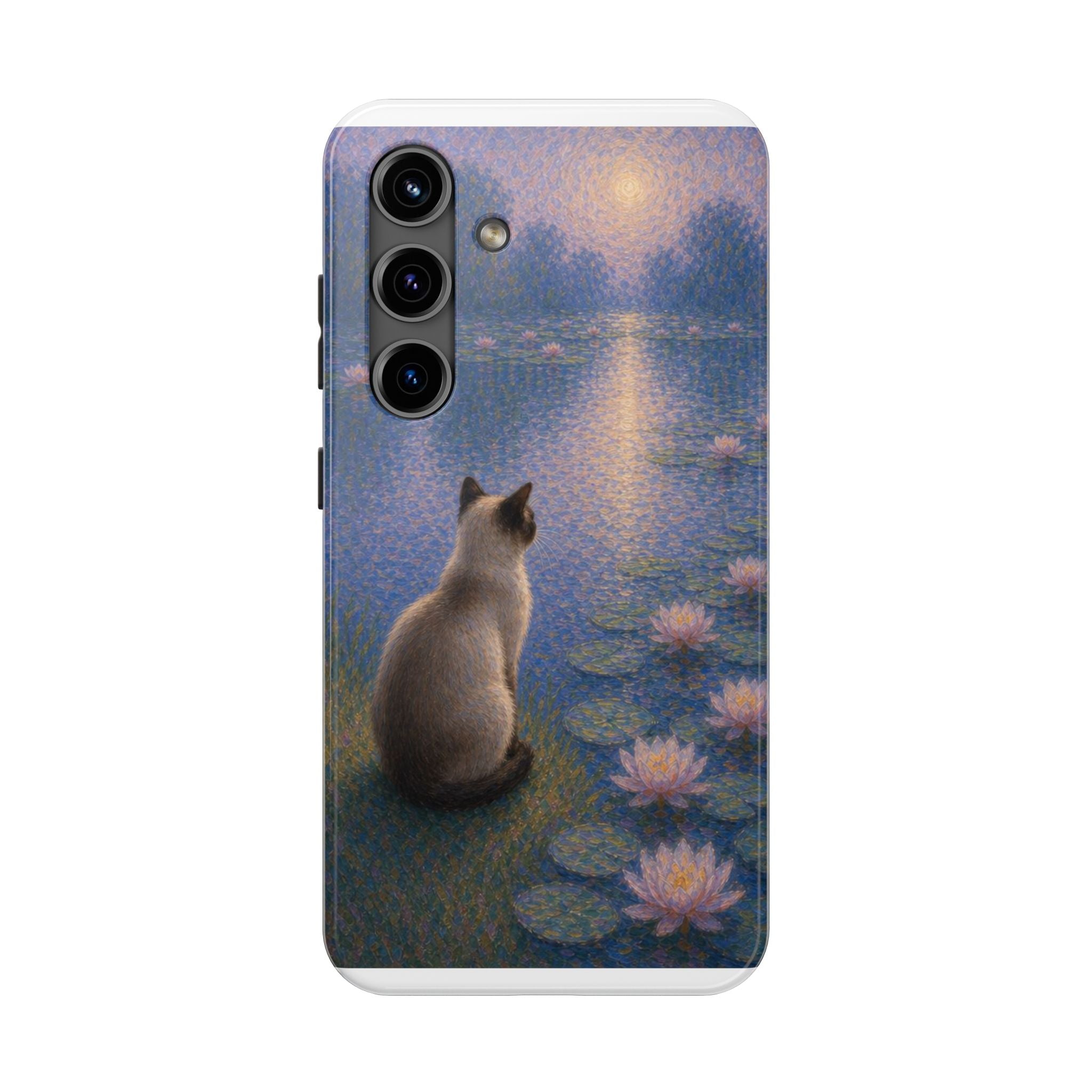 Siamese Cat by Moonlight Tough Phone Case – Waterlily Dream Protective Cover