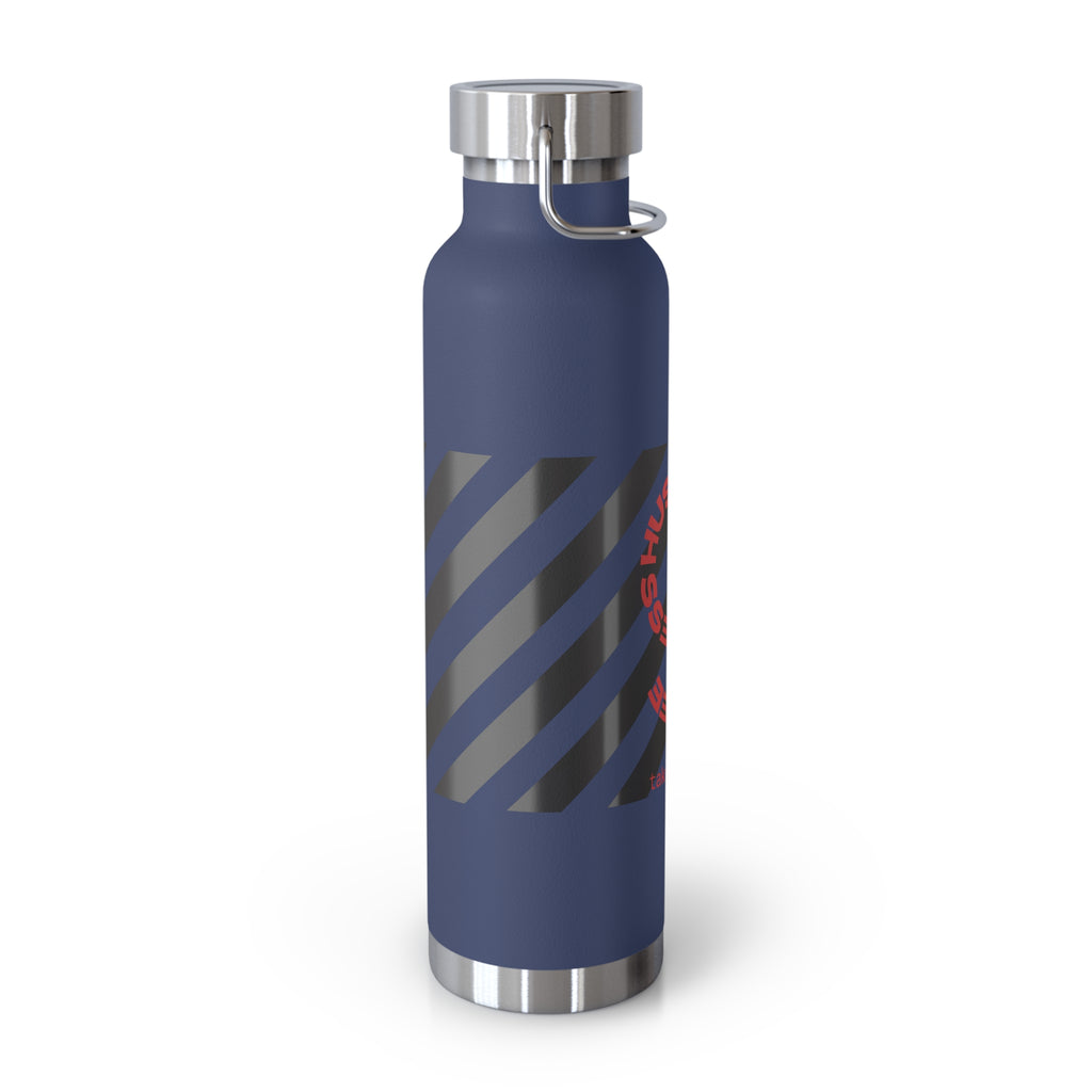 22oz Vacuum Water Bottle — Striped ‘Coffee, Hustle, More’ Insulated Stainless Flask