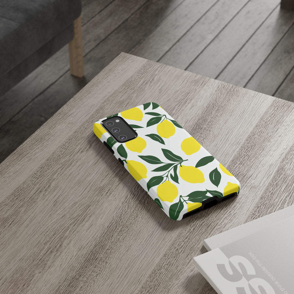 Lemon Pattern Tough Phone Case — Bright Citrus Protective Cover