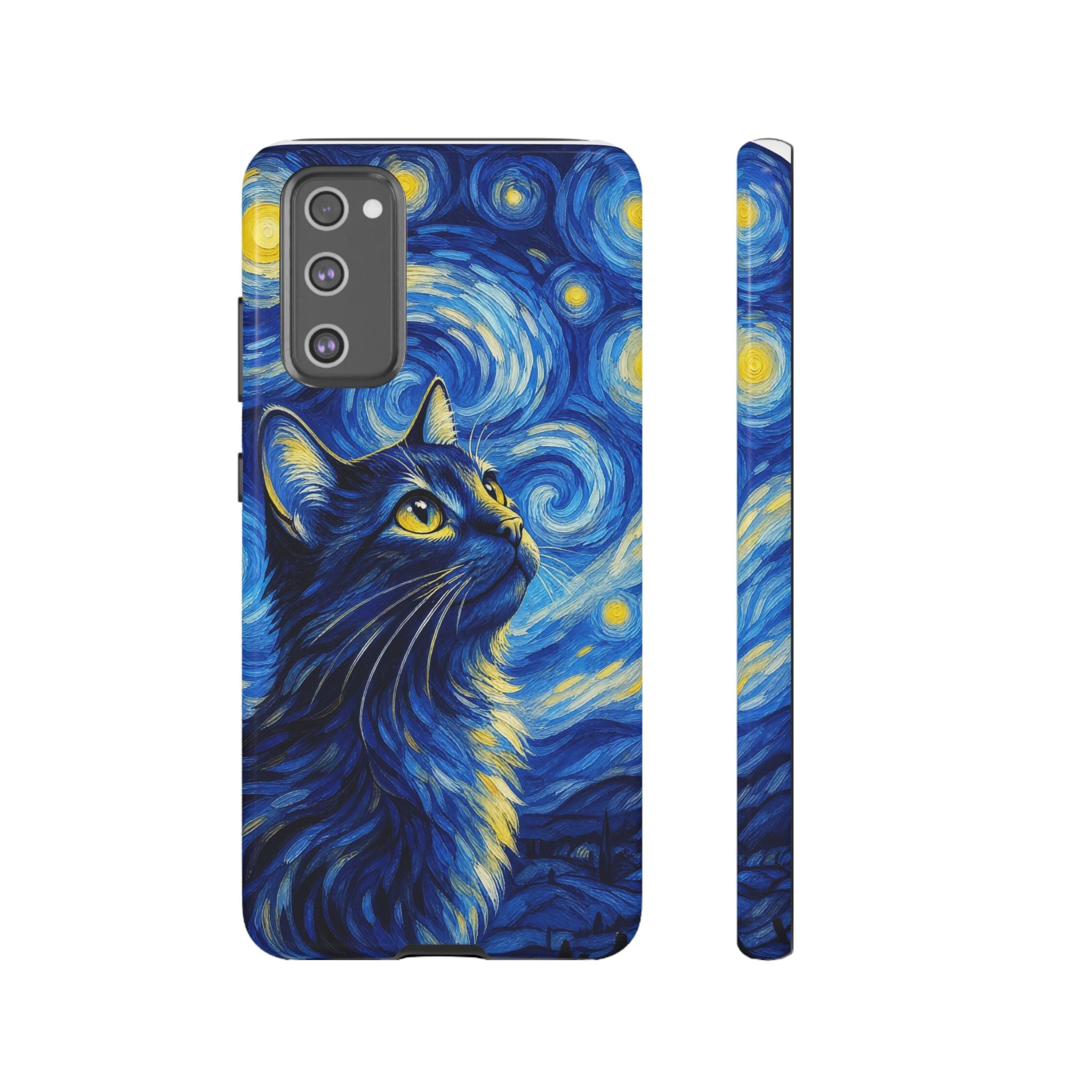 Starry Night Cat Phone Case — Van GoghStyle Blue Galaxy iPhone Cover