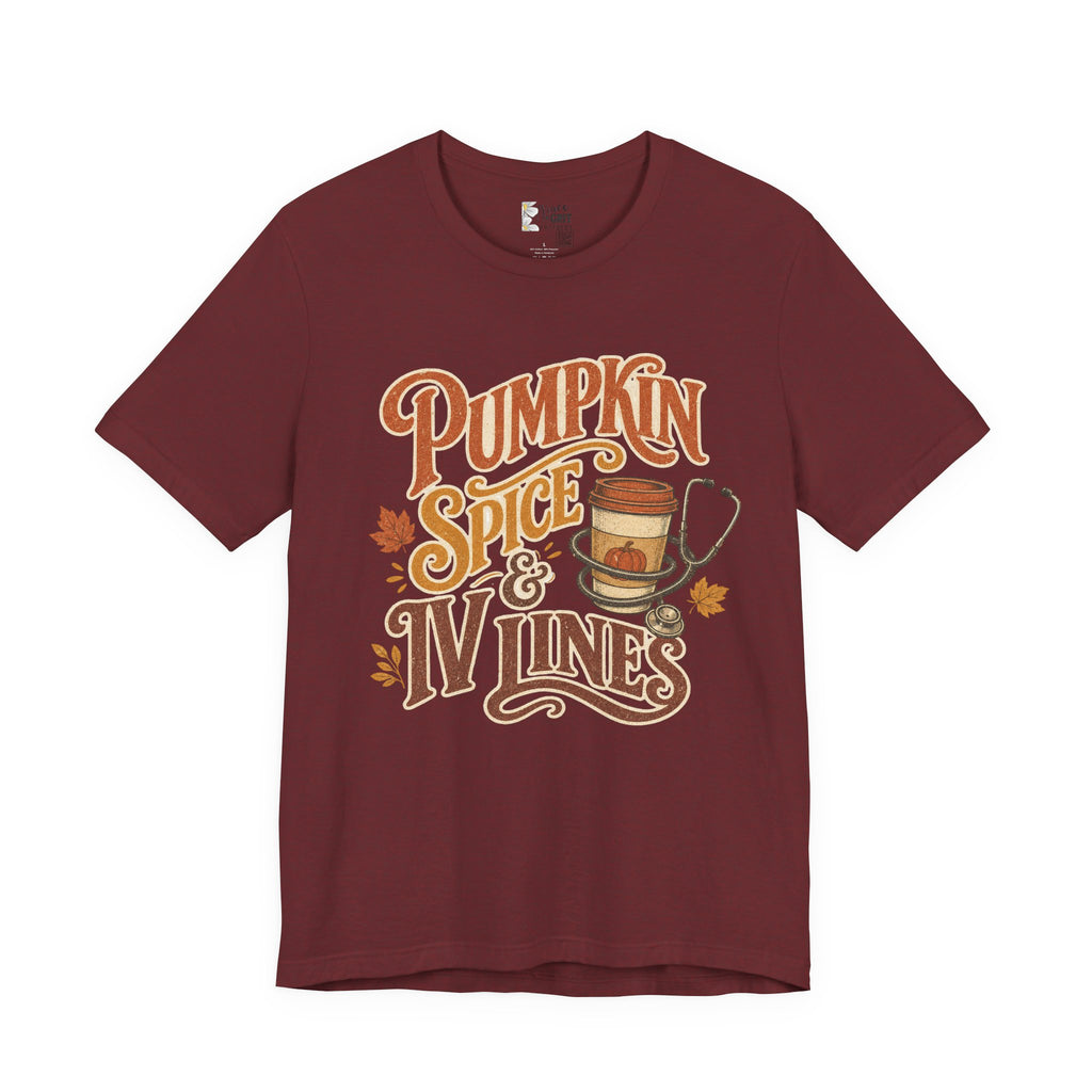Pumpkin Spice & Vines Tee — Fall Graphic Shirt for Wine Lovers