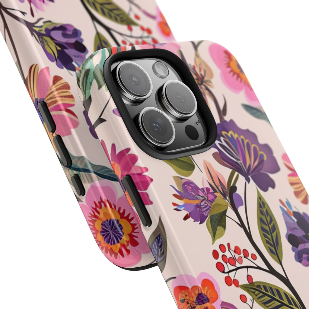 Floral Tough Phone Case – Colorful Botanical Flower Design