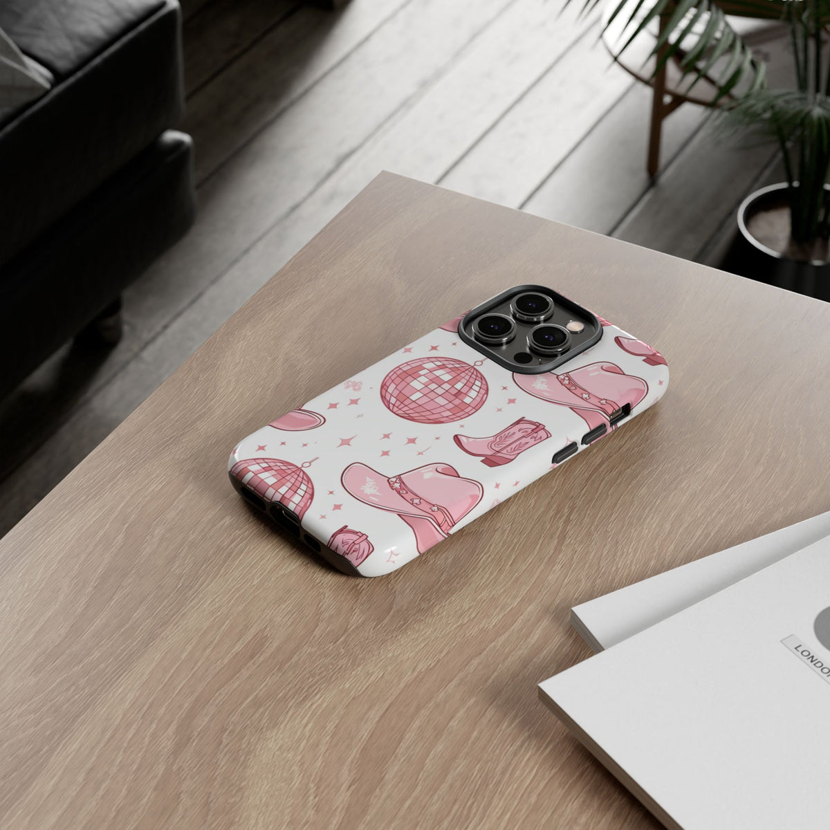Pink Cowboy Boots & Disco Balls Tough Phone Case