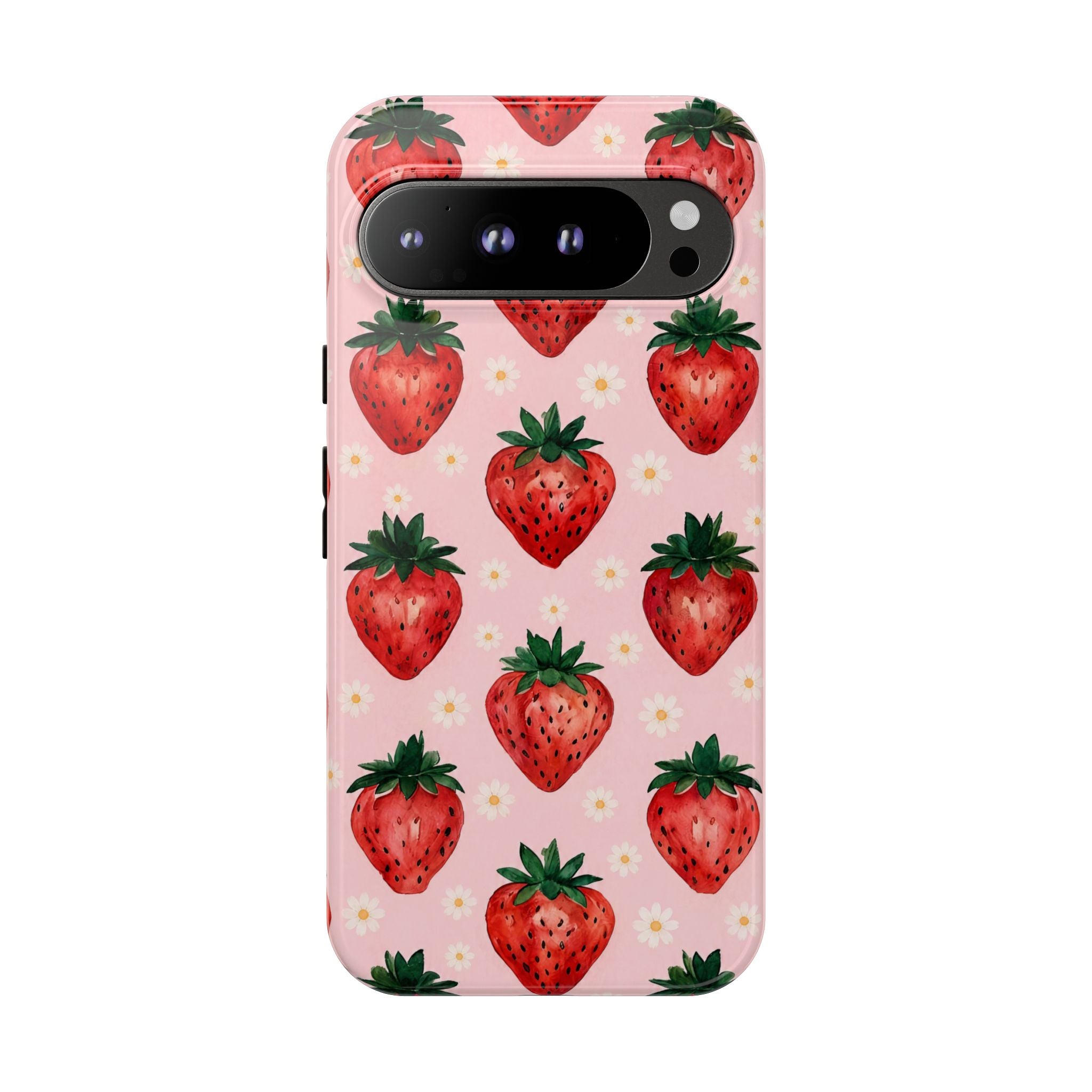 Strawberry Pattern Tough Case — Cute Pink Fruit Phone Case