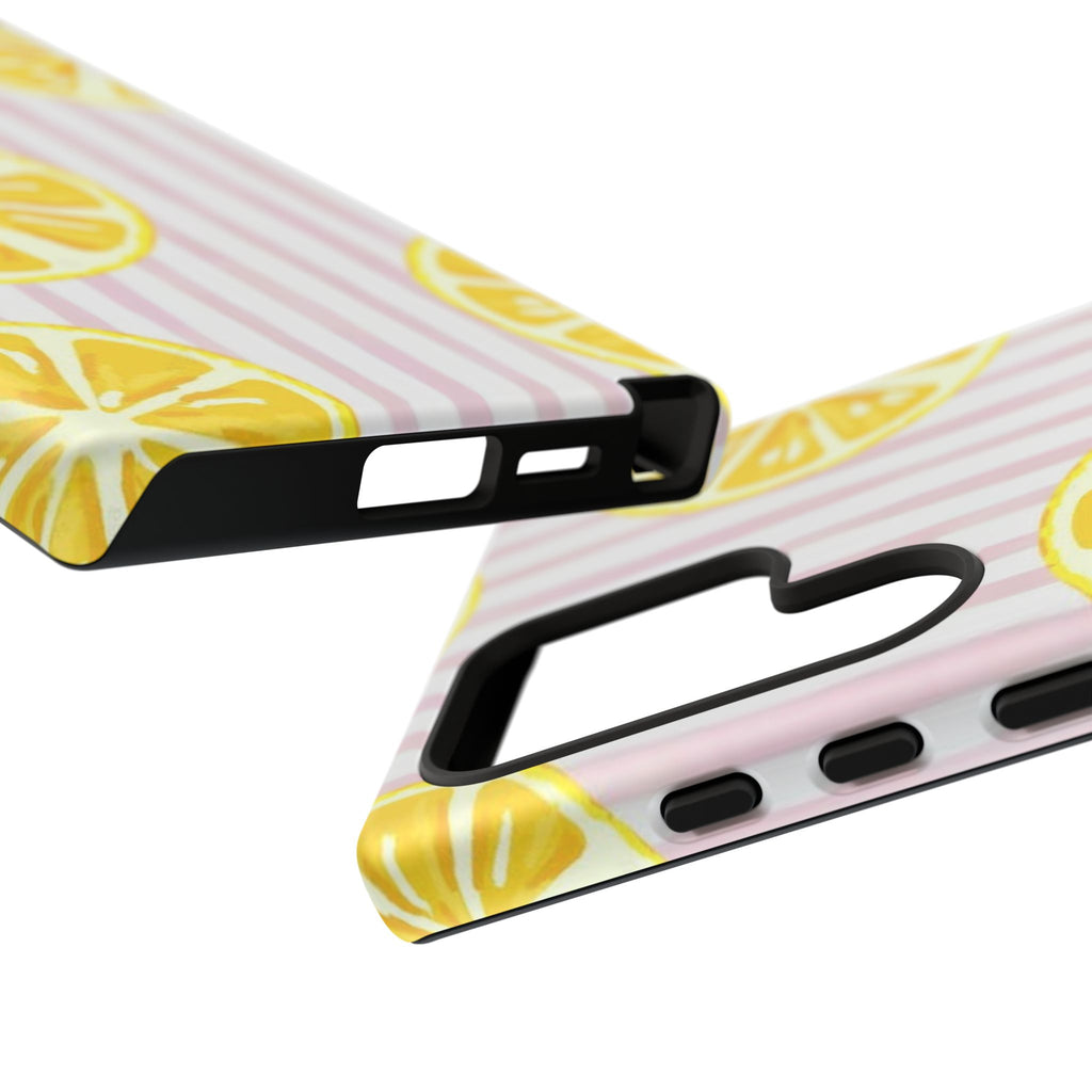 Lemon Slices Tough Case — Cute Pink Stripe Phone Cover