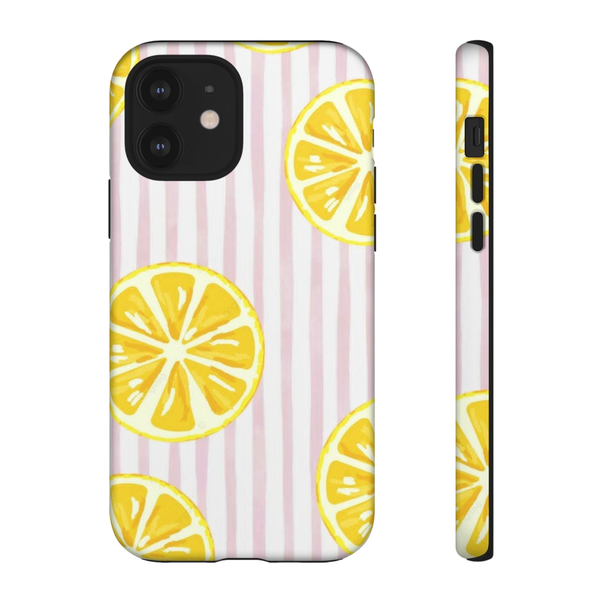 Lemon Slices Tough Case — Cute Pink Stripe Phone Cover