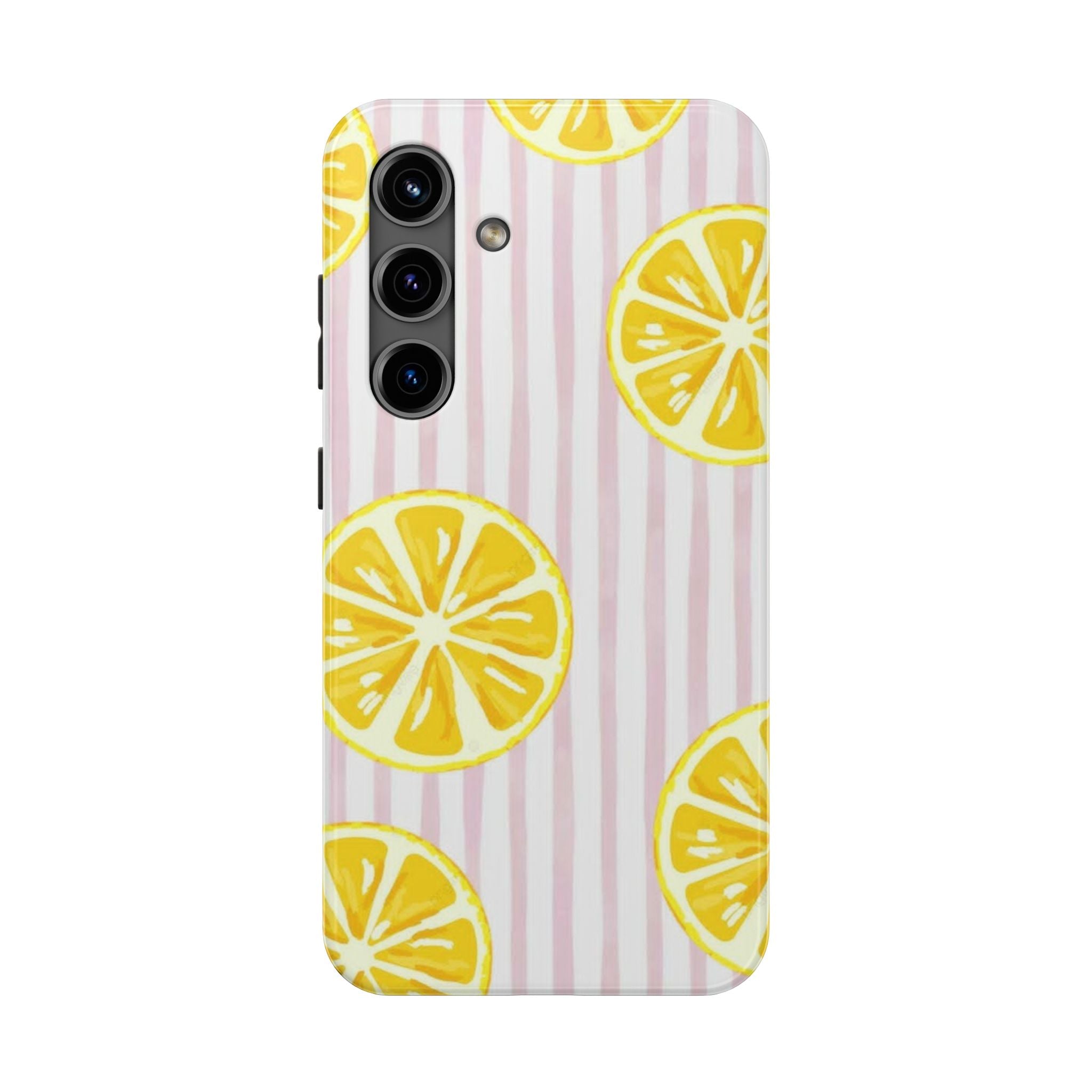 Lemon Slice Tough Phone Case — Pink Stripe Summer Protective Cover