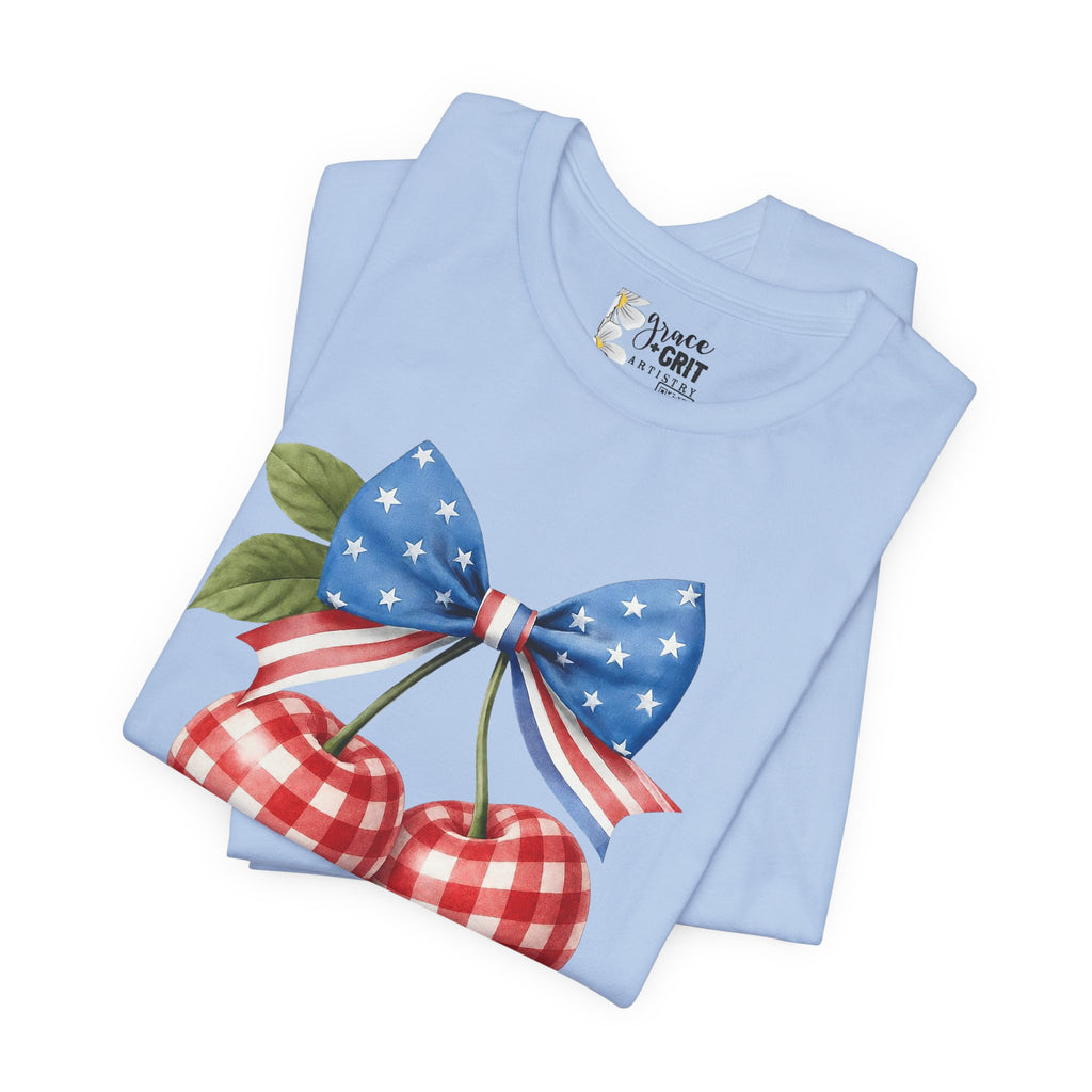 Independence Day Cherry Tee — Patriotic Bow 'Happy Independence Day' T-Shirt
