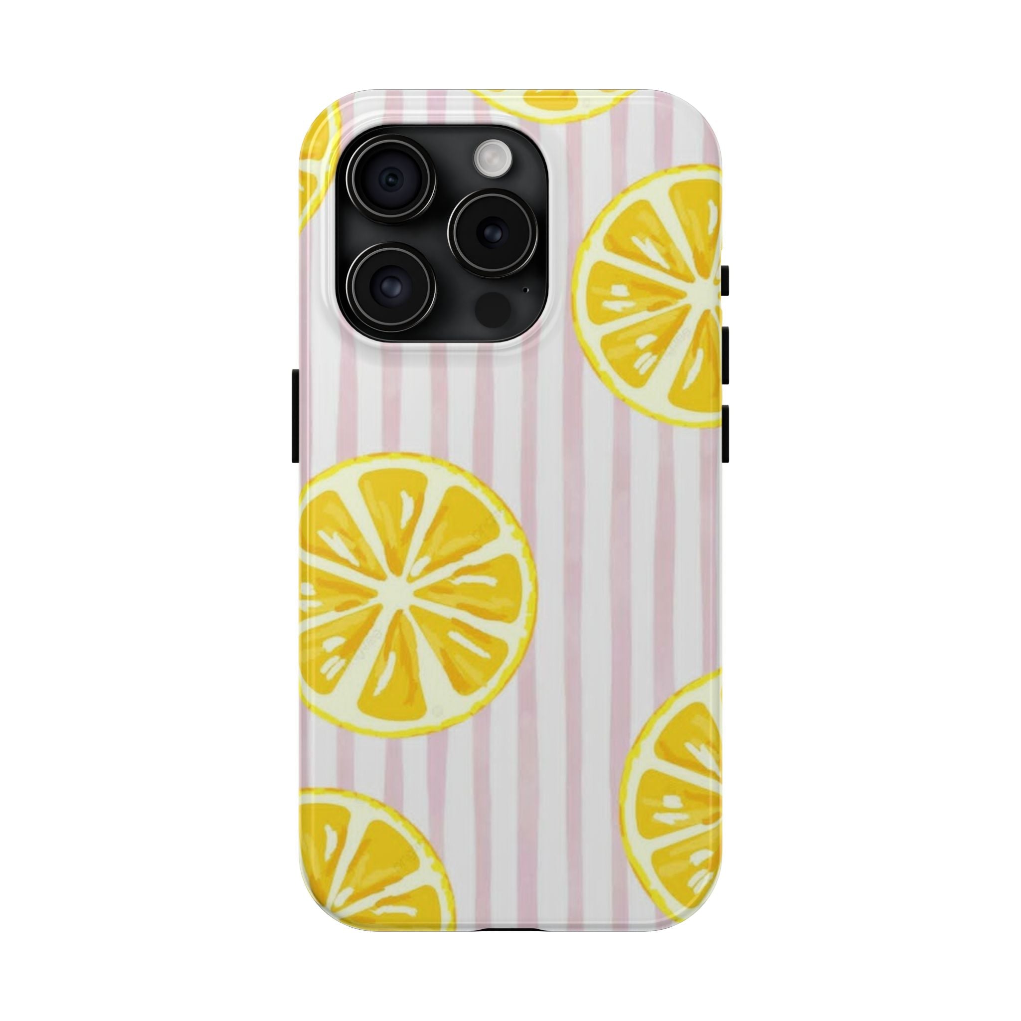 Lemon Slice Tough Phone Case — Pink Stripe Summer Protective Cover