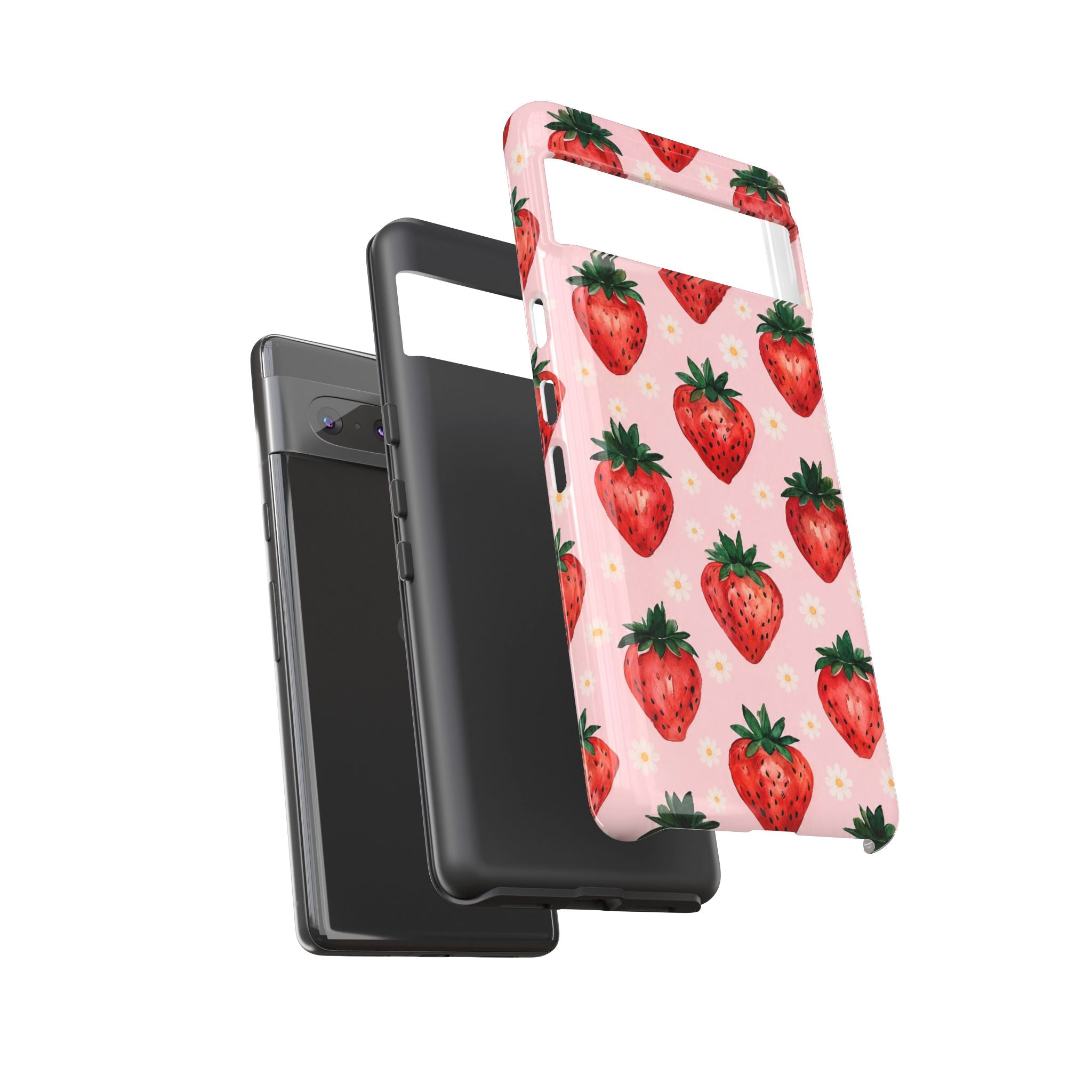 Strawberry Pattern Tough Case — Cute Pink Fruit Phone Case