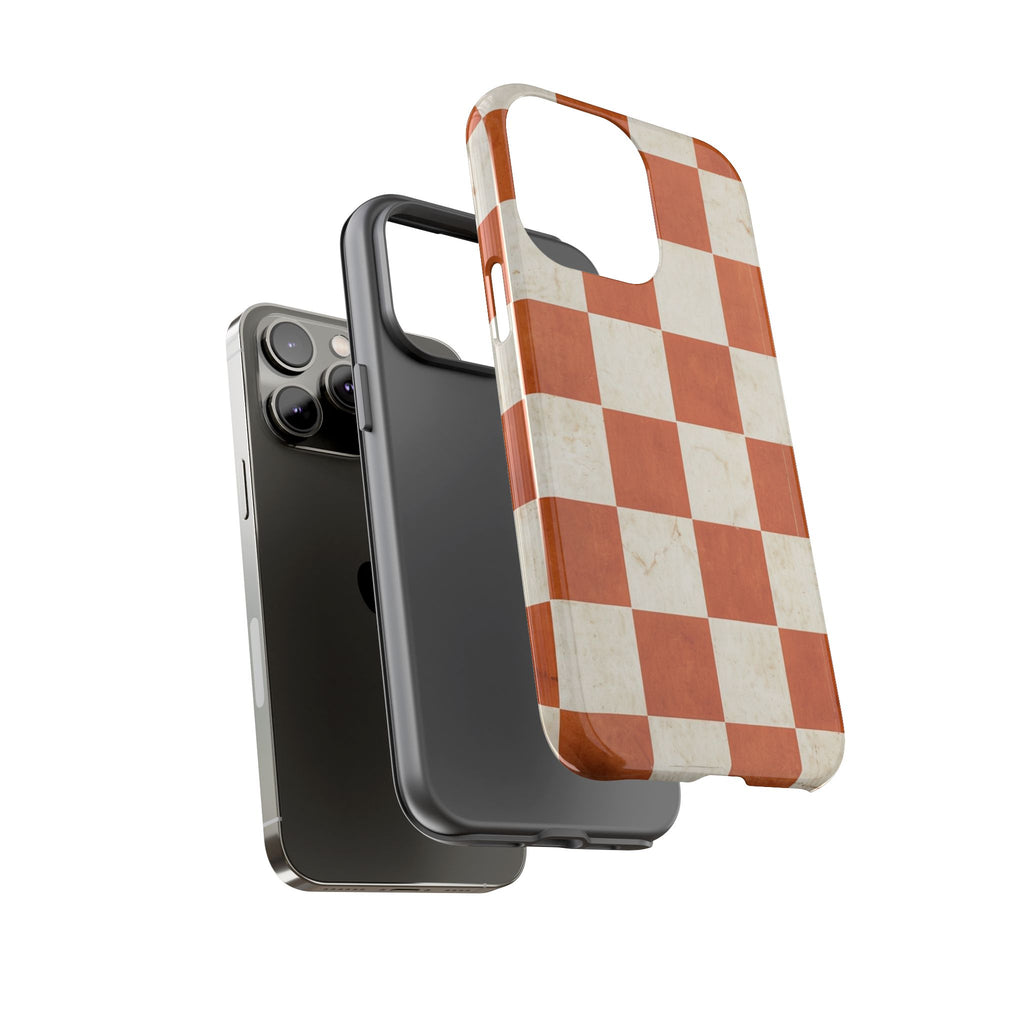 Vintage Orange Checkerboard Tough Phone Case